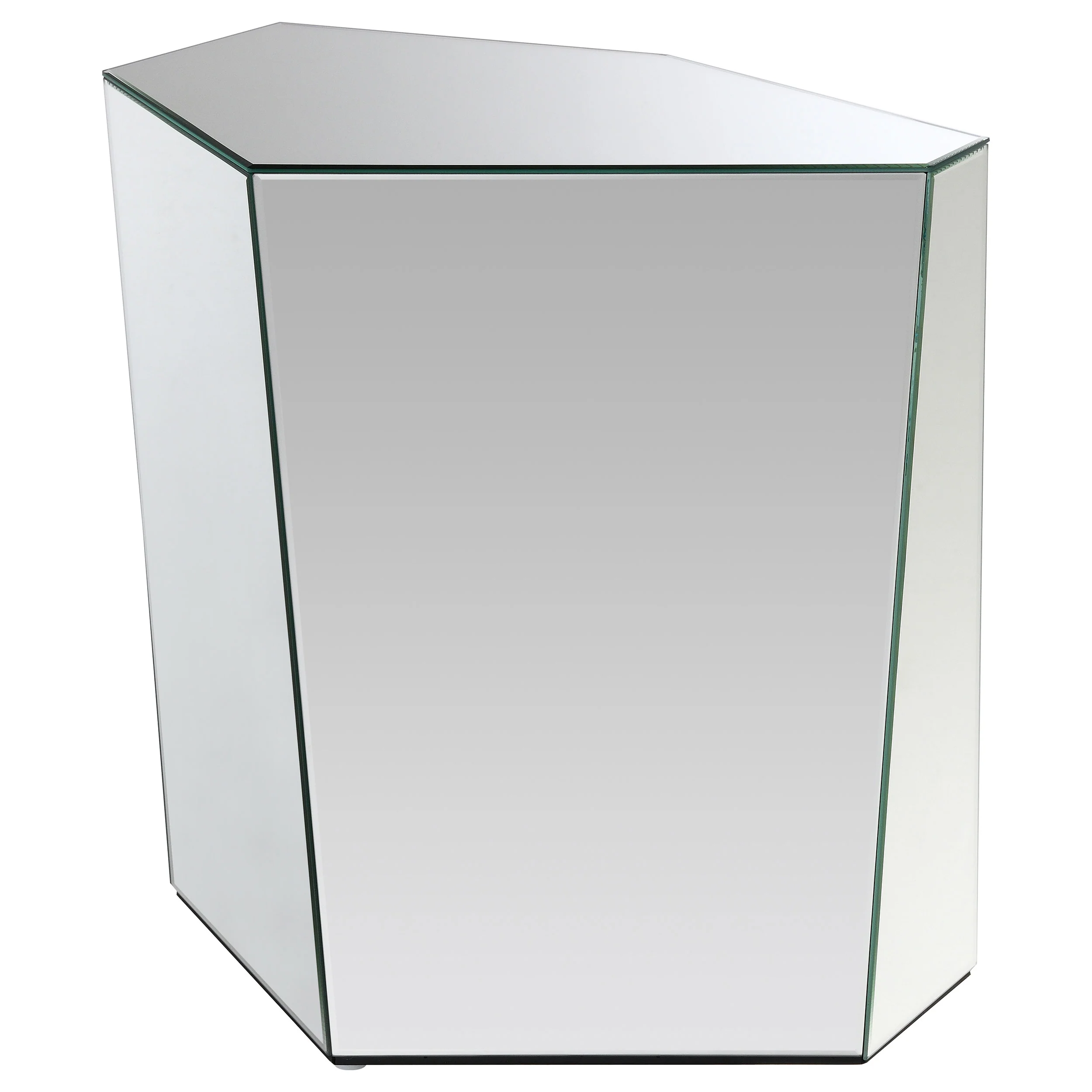 Capella Mirrored Abstract Geometric End Table Silver - Image 2