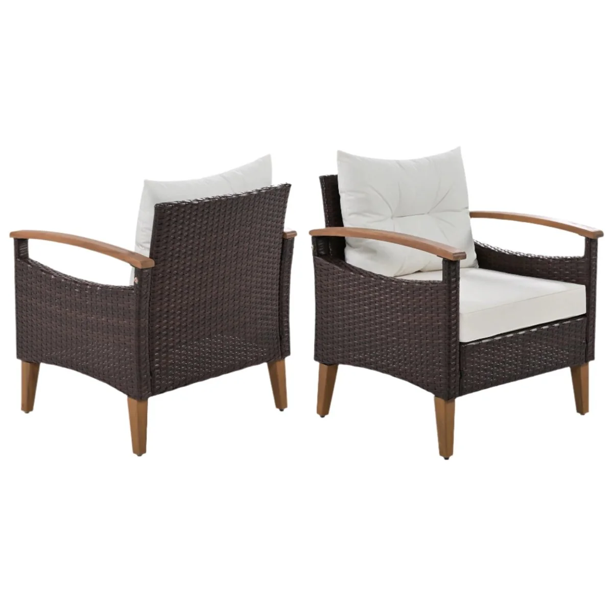 Capri 4 Piece Patio Sofa Set with Wicker and Wood Table - Image 5