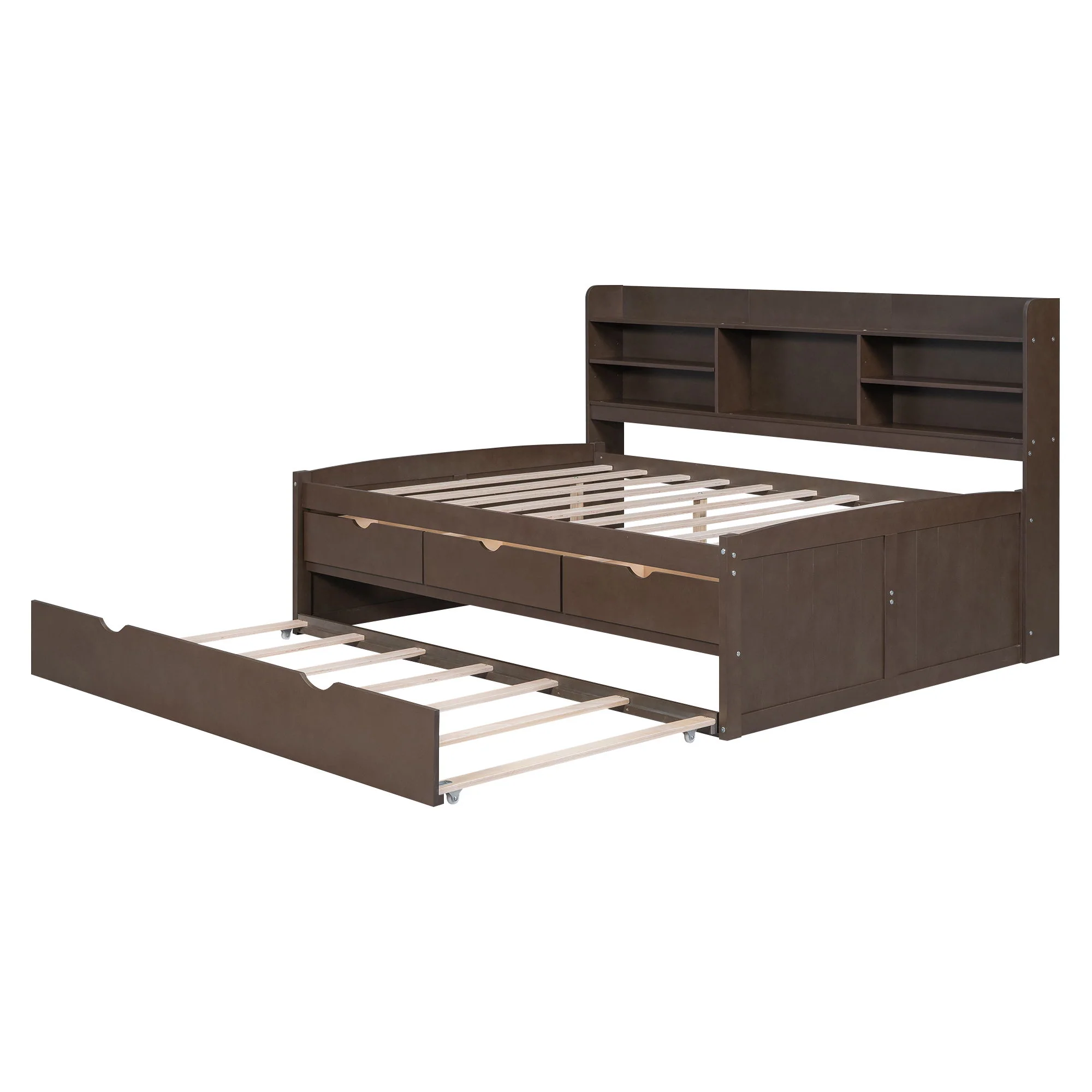 Captain Bed With Built In Bookshelves, 3 Storage Drawers, And Trundle - Image 21