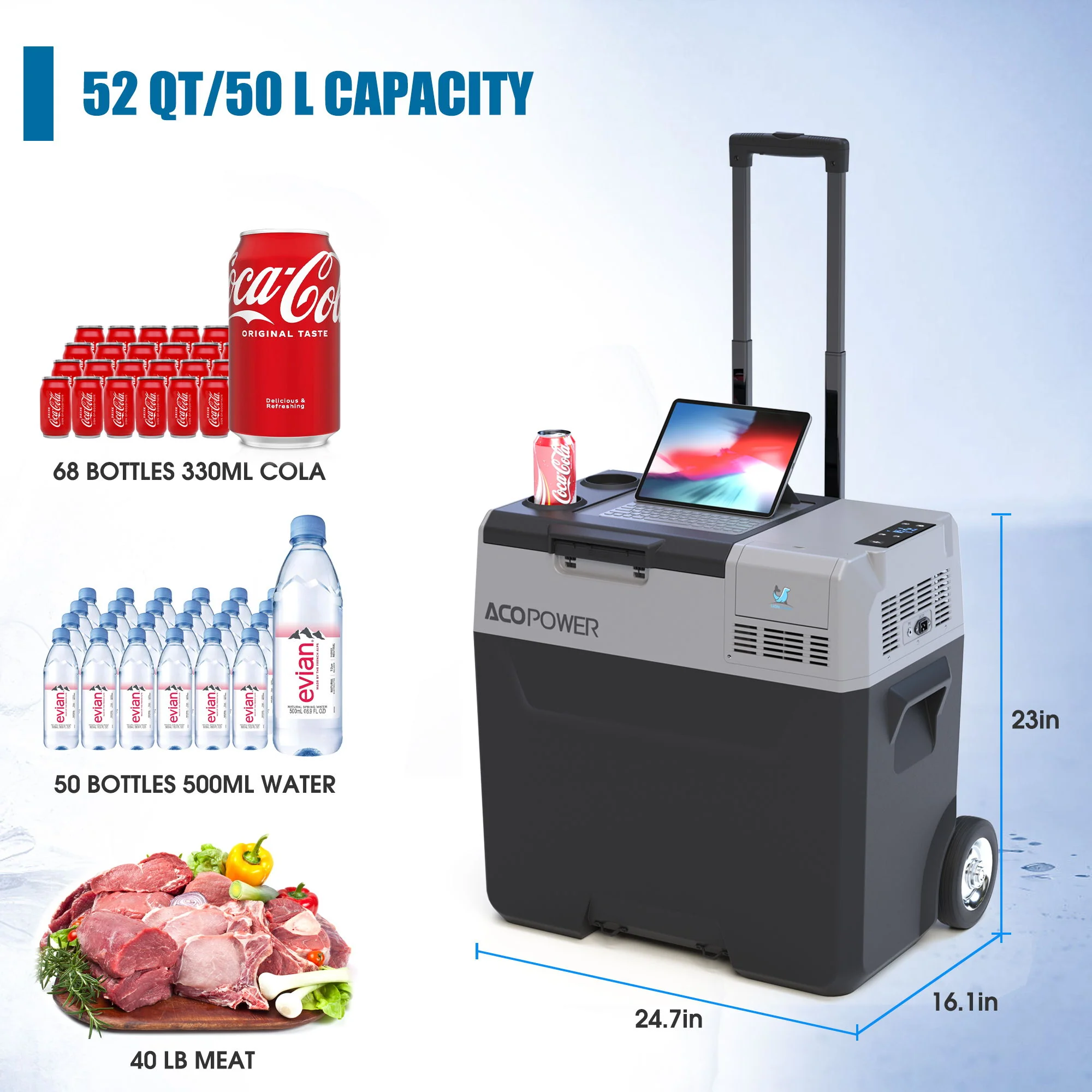 Car Freezer Portable Refrigerator Freezer With App Control And 6'' Off-Road Wheels, 12V, 45W Cooler Freezer, Low Noice - Image 8