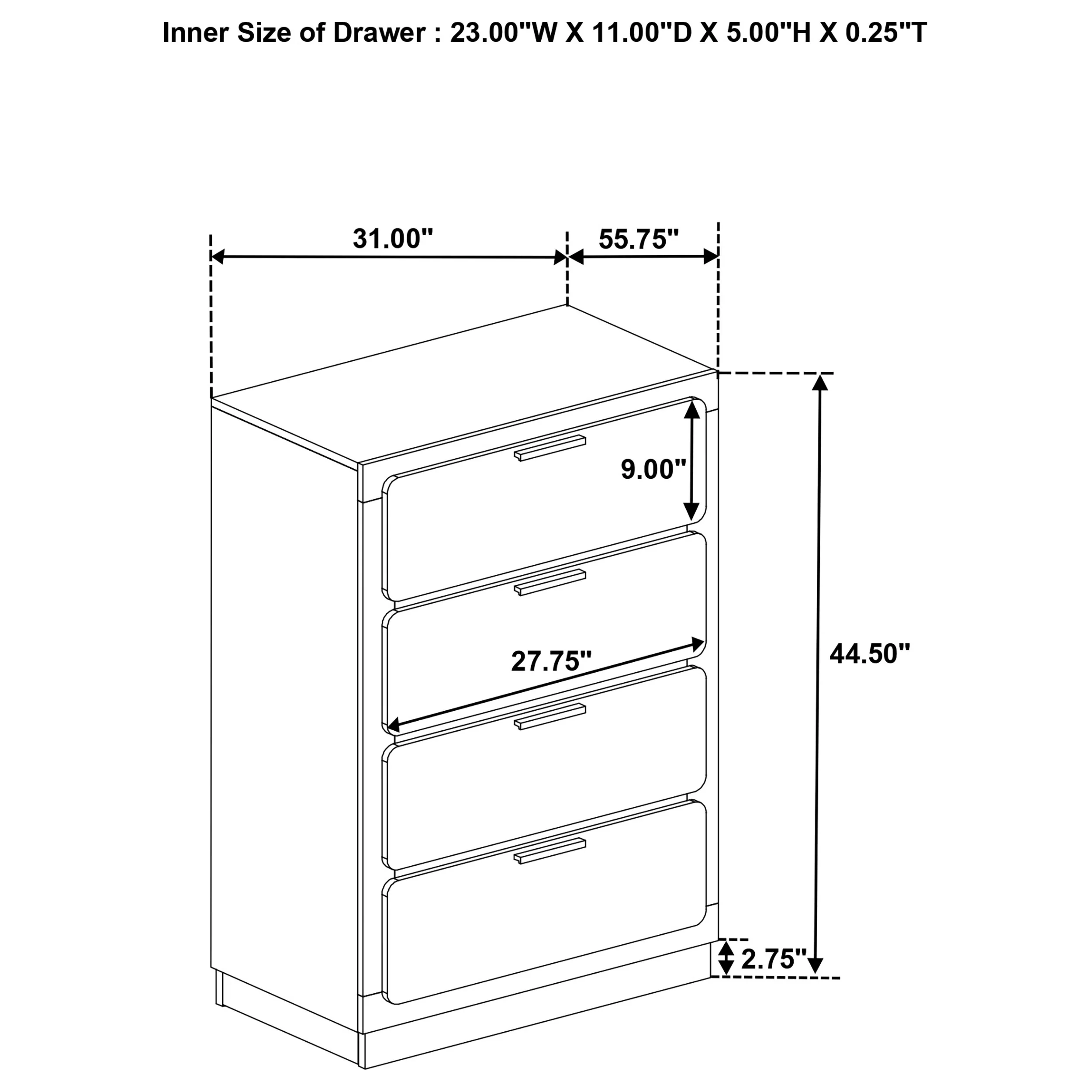 Caraway 4-Drawer Chest in Black with Gold Hardware - Image 11