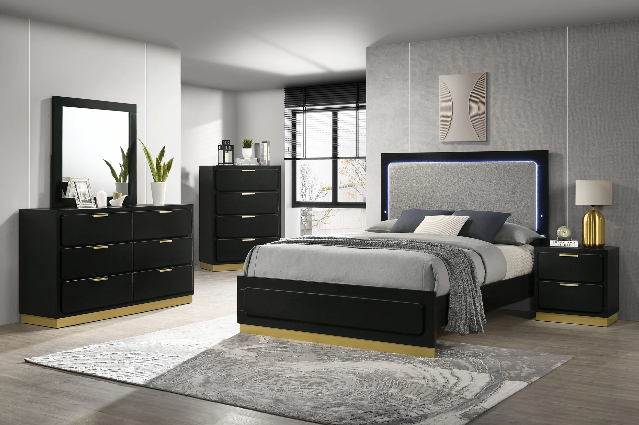 Caraway 4-Drawer Chest in Black with Gold Hardware - Image 12