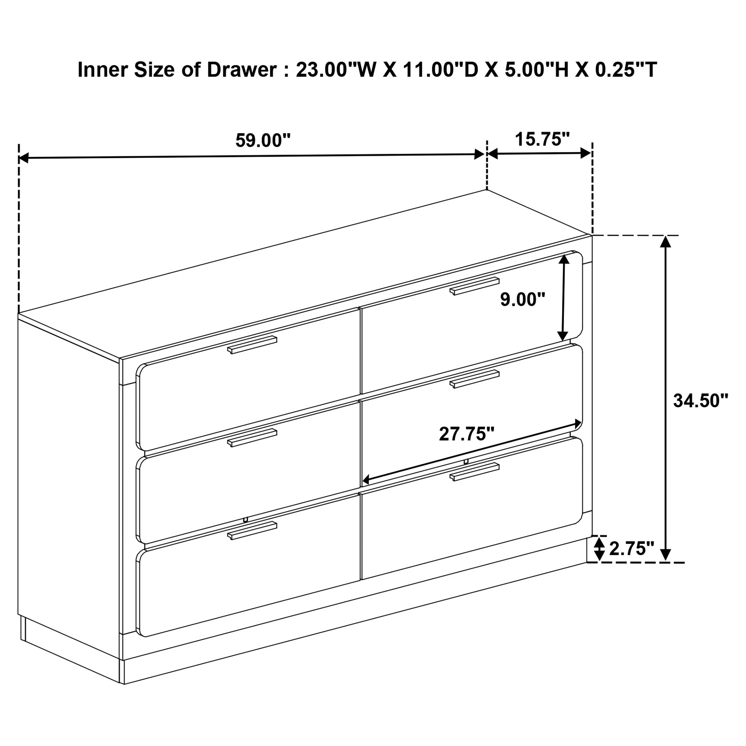 Caraway 6-Drawer Dresser in White - Image 11