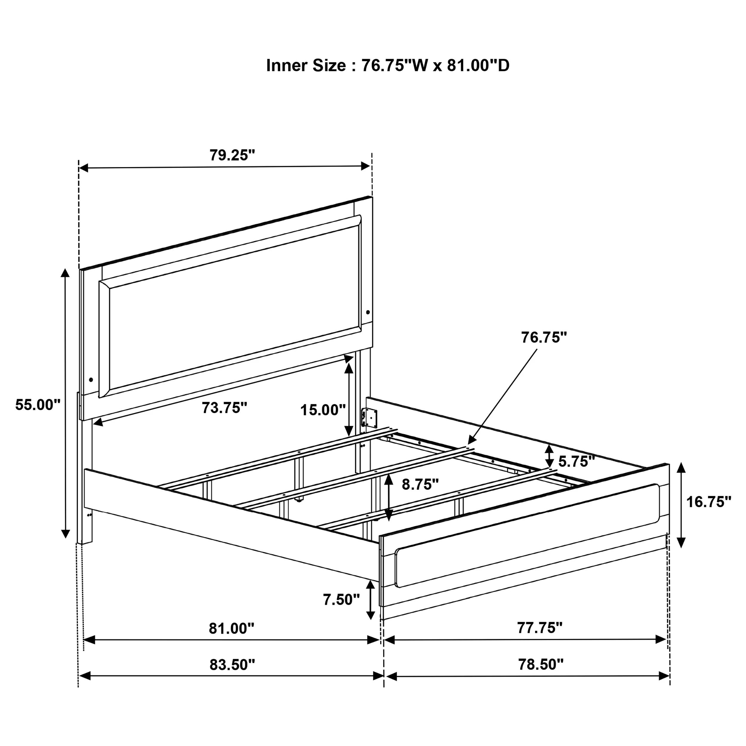 Caraway Wood Eastern King LED Panel Bed Black - Image 6