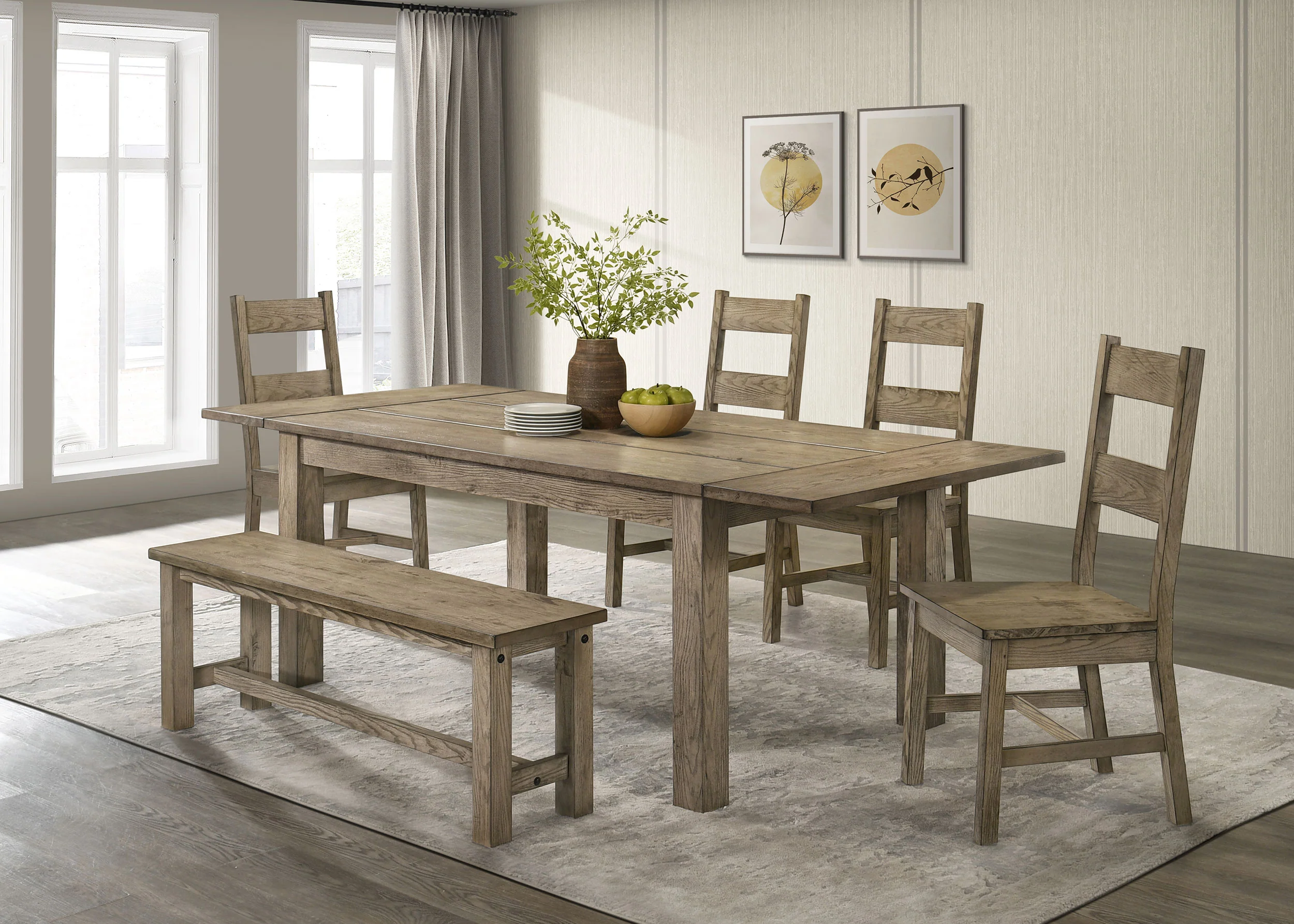 Cardova 51-inch Solid Wood Dining Bench in Vineyard Oak - Image 7
