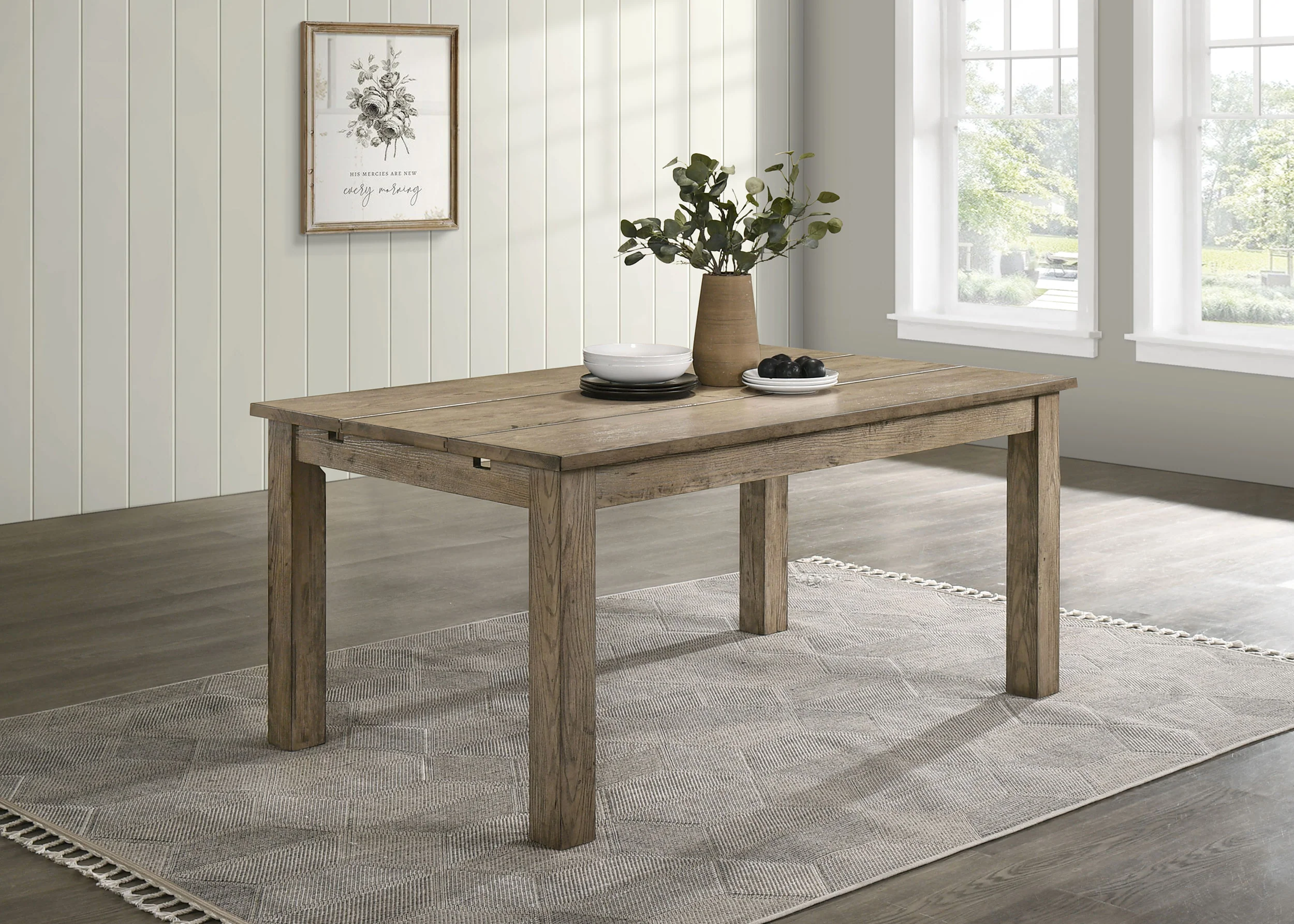 Cardova 87-Inch Solid Wood Extension Dining Table Vineyard Oak - Image 3