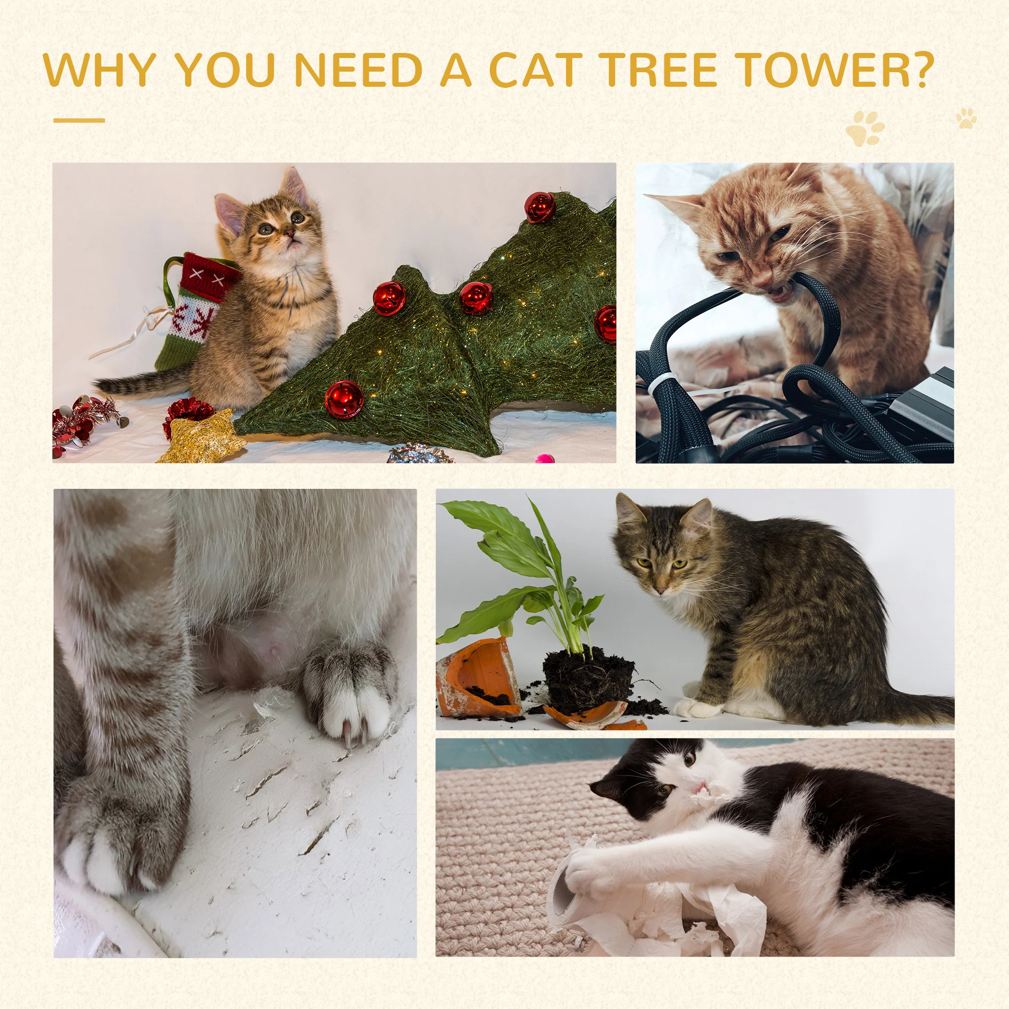 Carina 40-Inch 5-Level Revolving Stair Cat Tree and Climbing Tower - Image 6