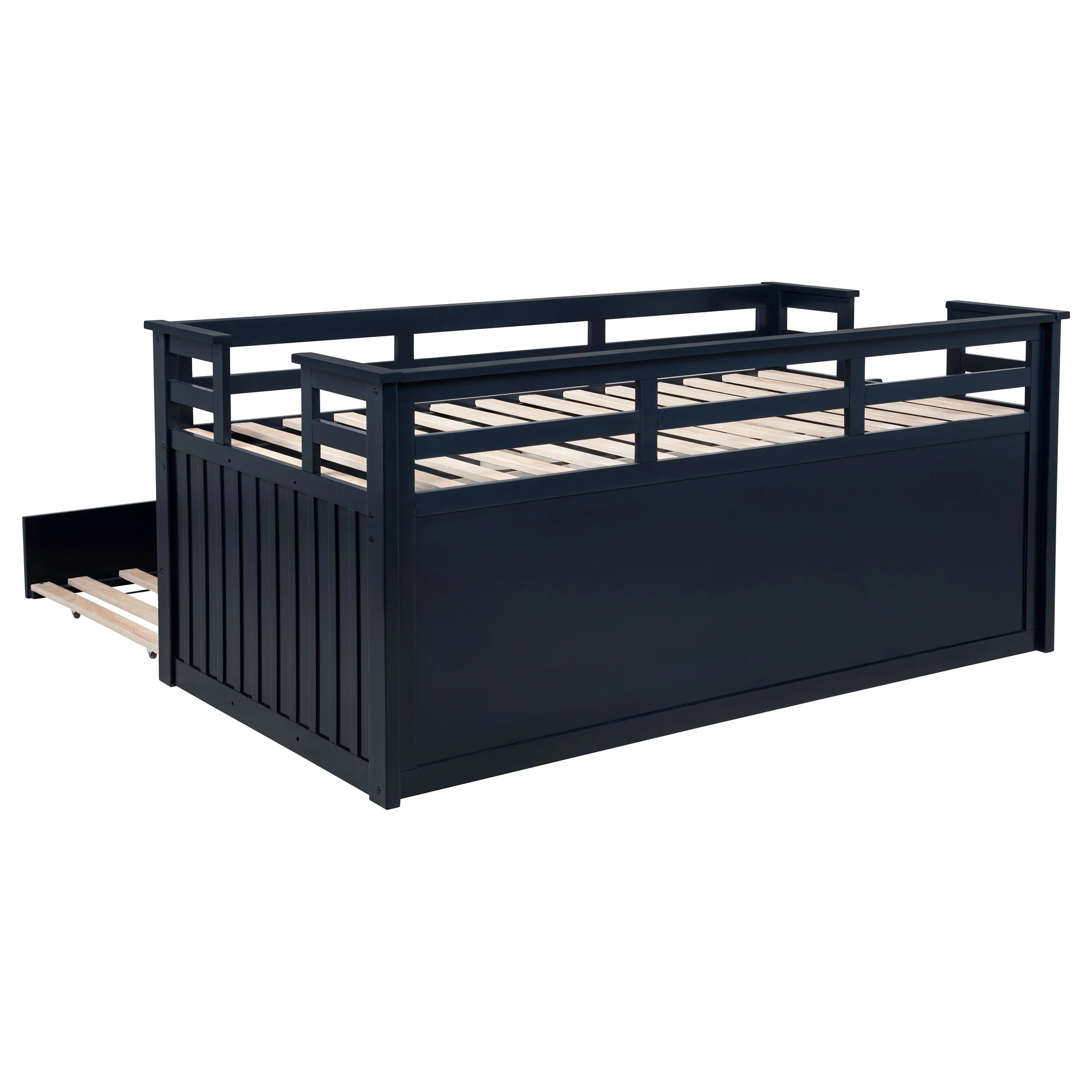 Carlsbad Wood Twin Captains Bed with Trundle, Navy Blue - Image 6