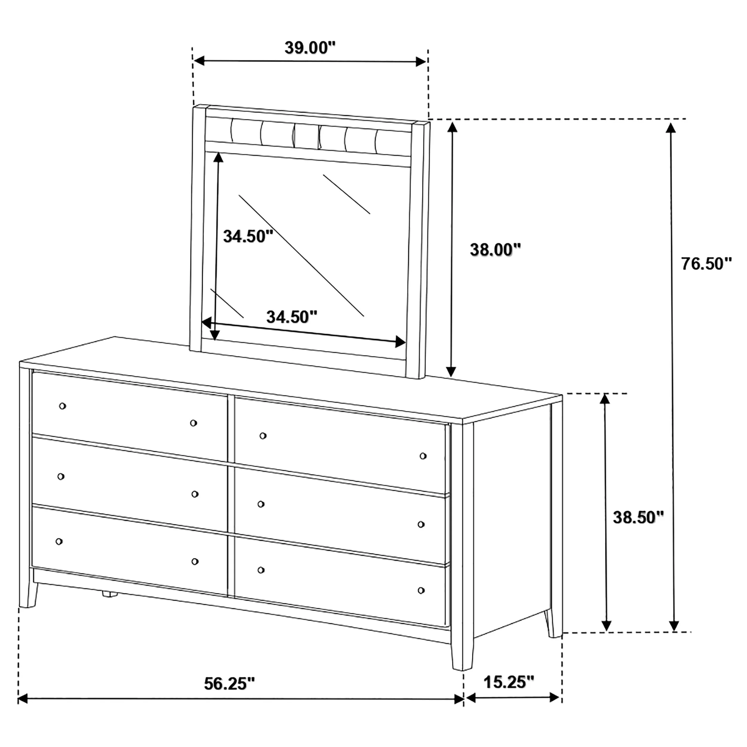 Carlton 6-Drawer Dresser with Mirror, Cappuccino - Image 11