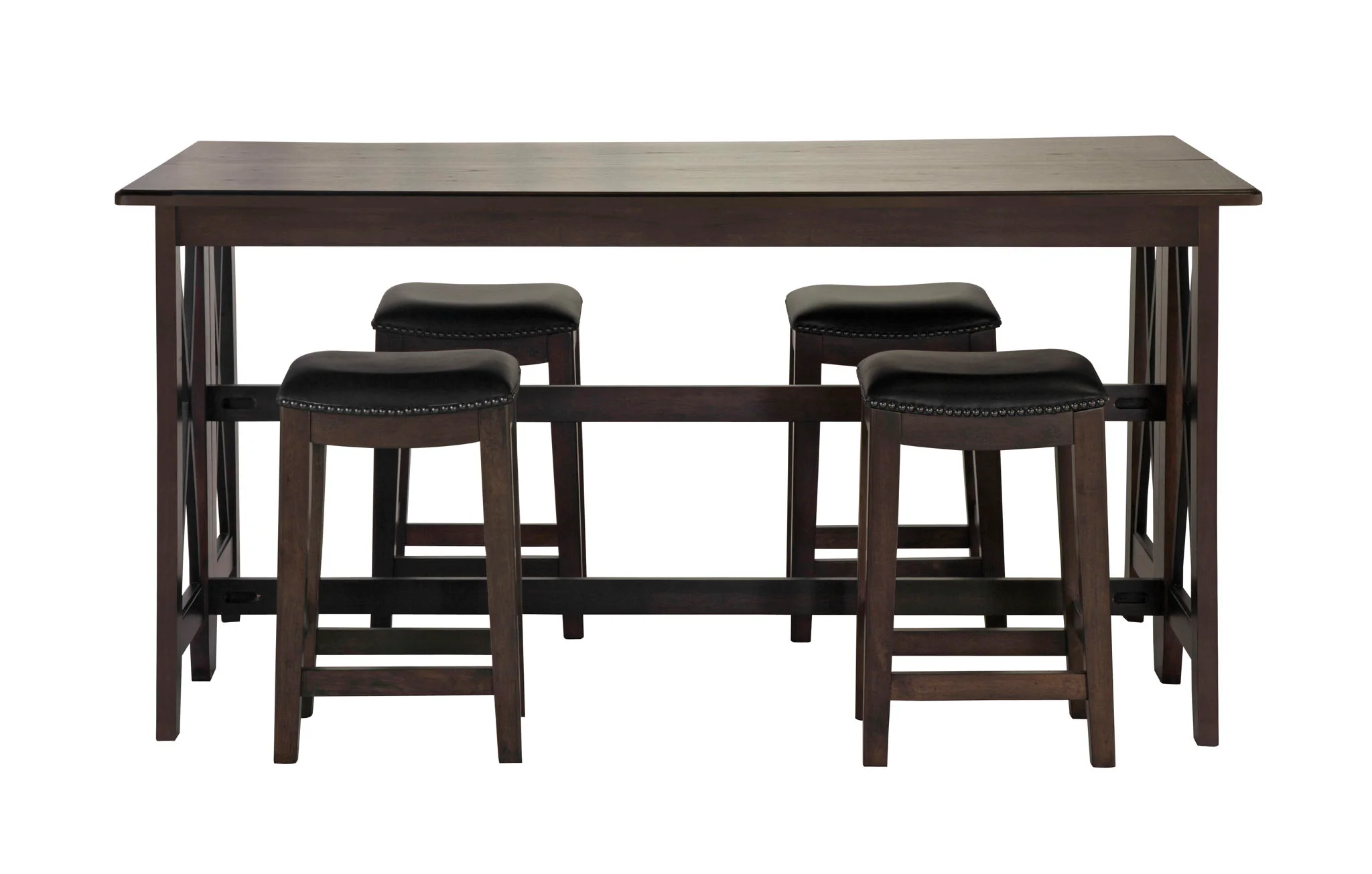 Carmina - 5 Piece Drop Leaf Counter Set - Dark Brown - Image 2