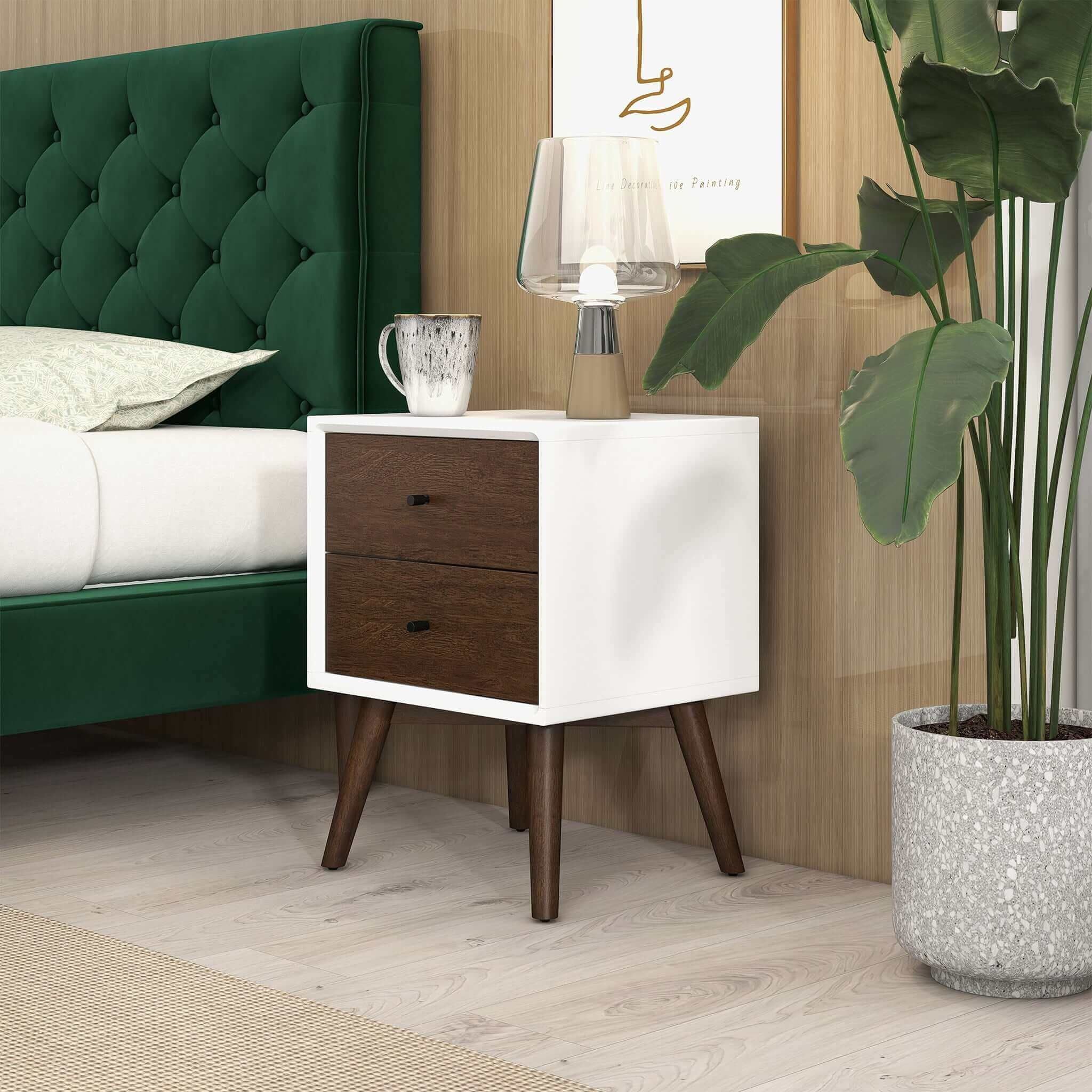 Caroline - Mid-Century Modern Style Night Stand 2 Drawer - Image 17