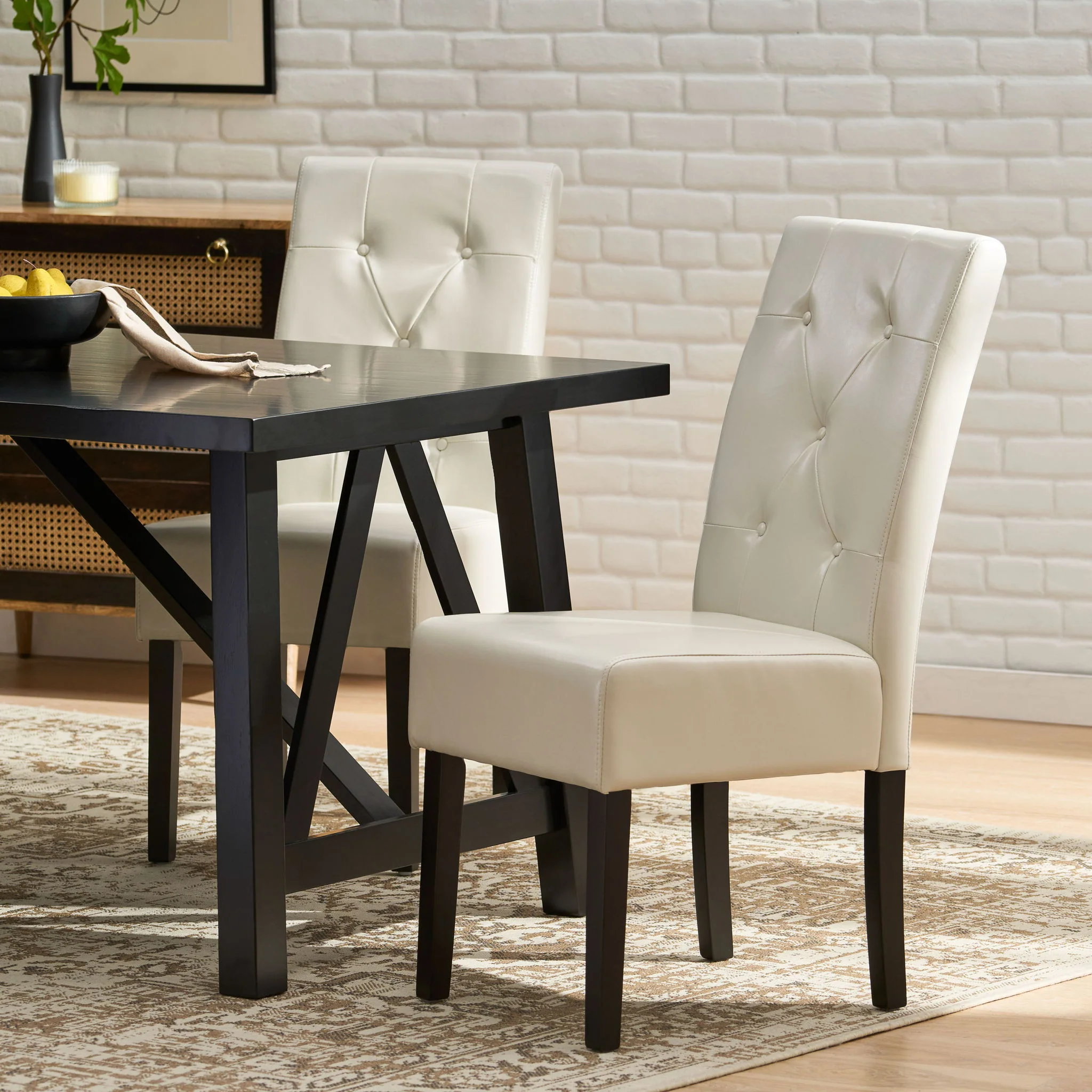 Carter - 5 Tuft Dining Chair With Button Tufted Backrest And Espresso Legs - Ivory - Image 4