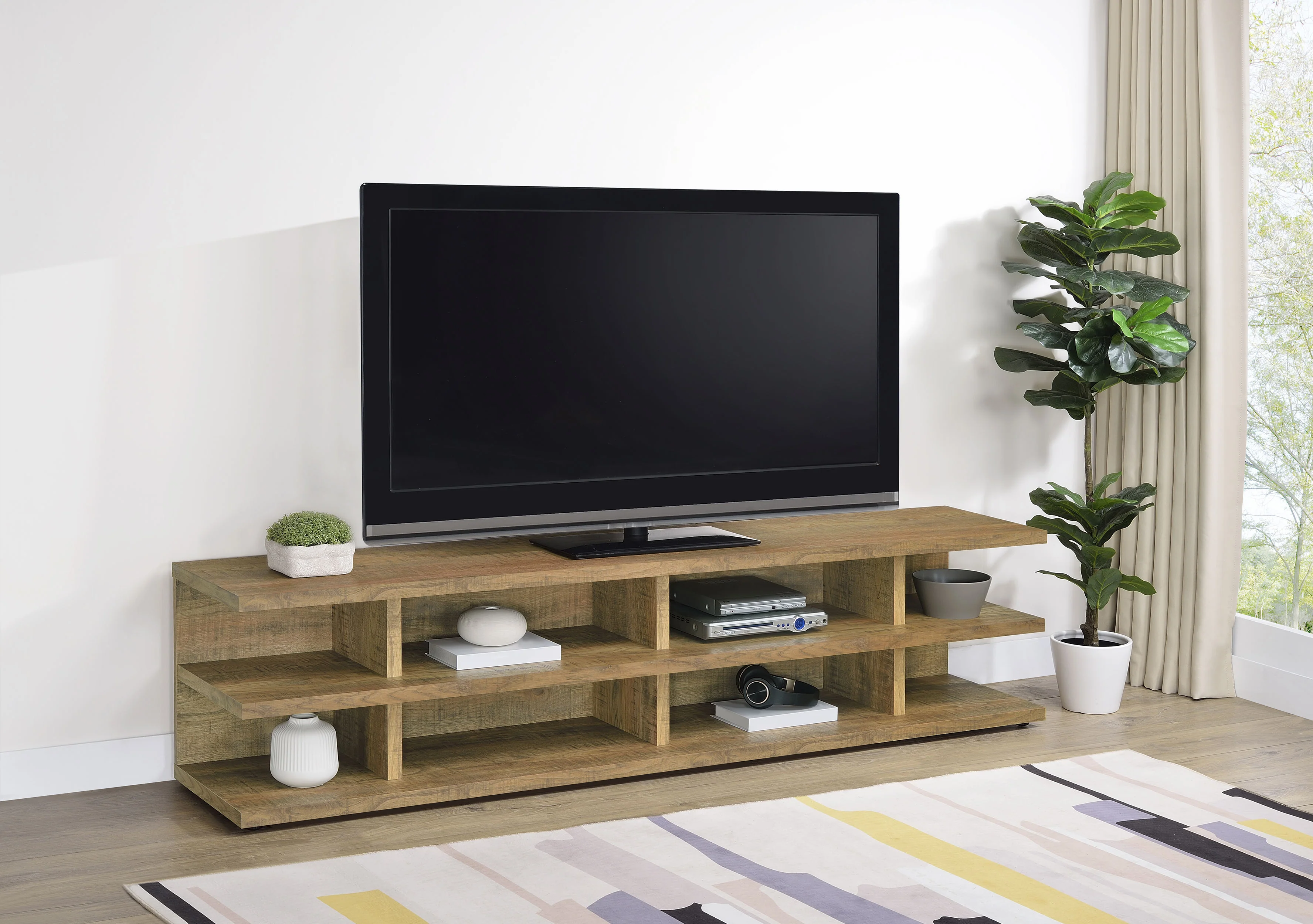 Cartmill 78-Inch 2-Tier TV Stand Media Console, Mango - Image 3