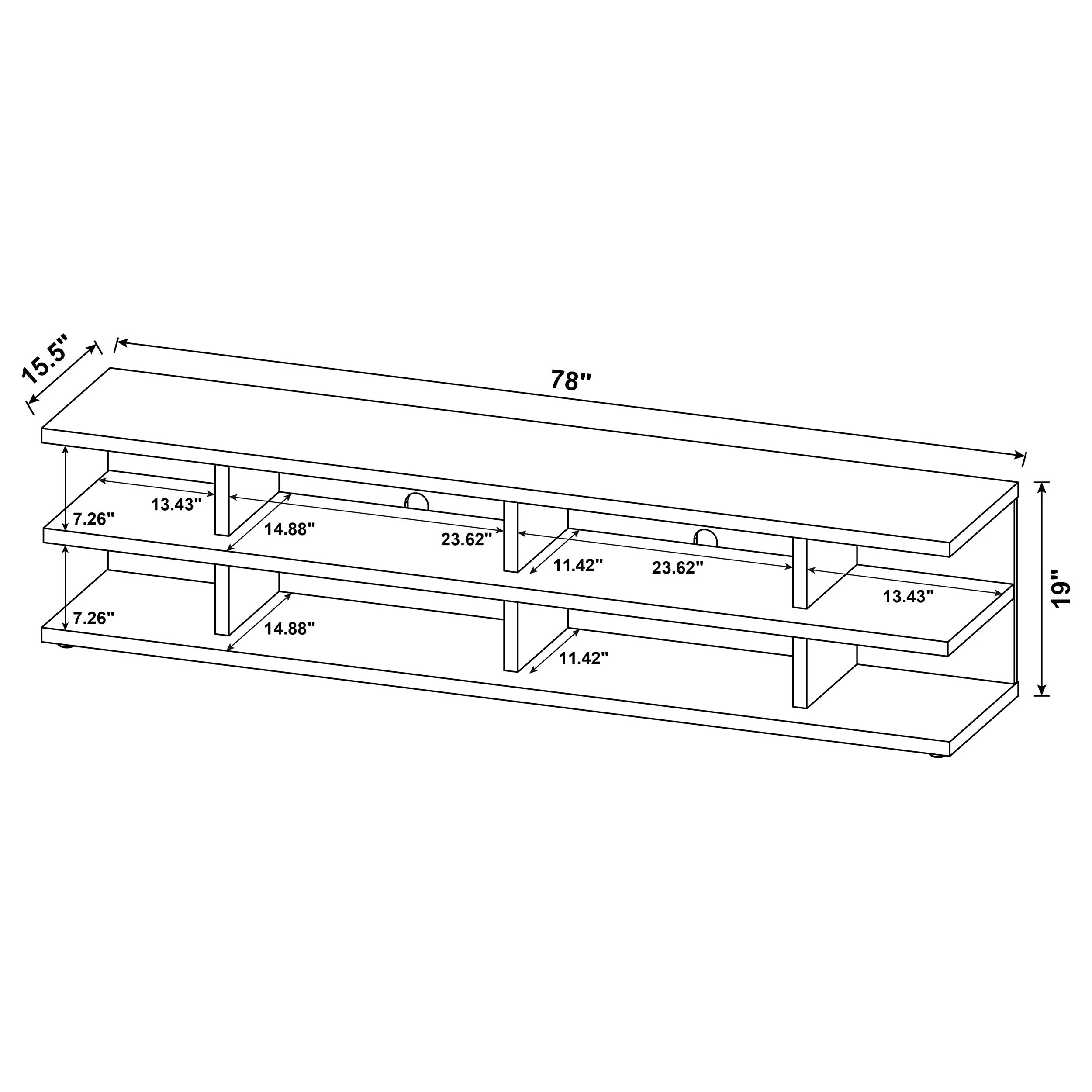 Cartmill 78-Inch 2-Tier TV Stand Media Console, Mango - Image 9