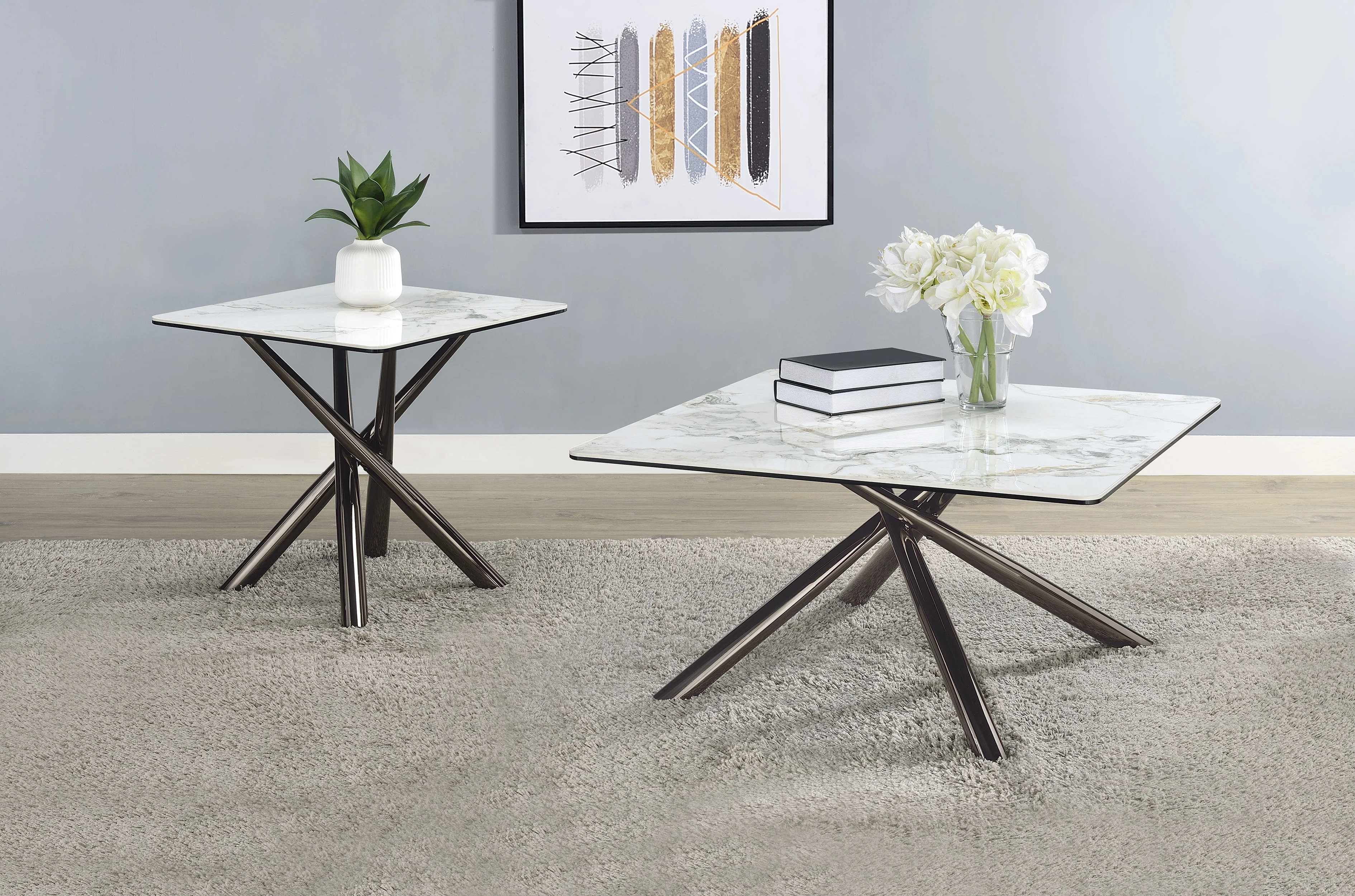 Carvell Square Sintered Stone Coffee Table Mirage White - Image 11