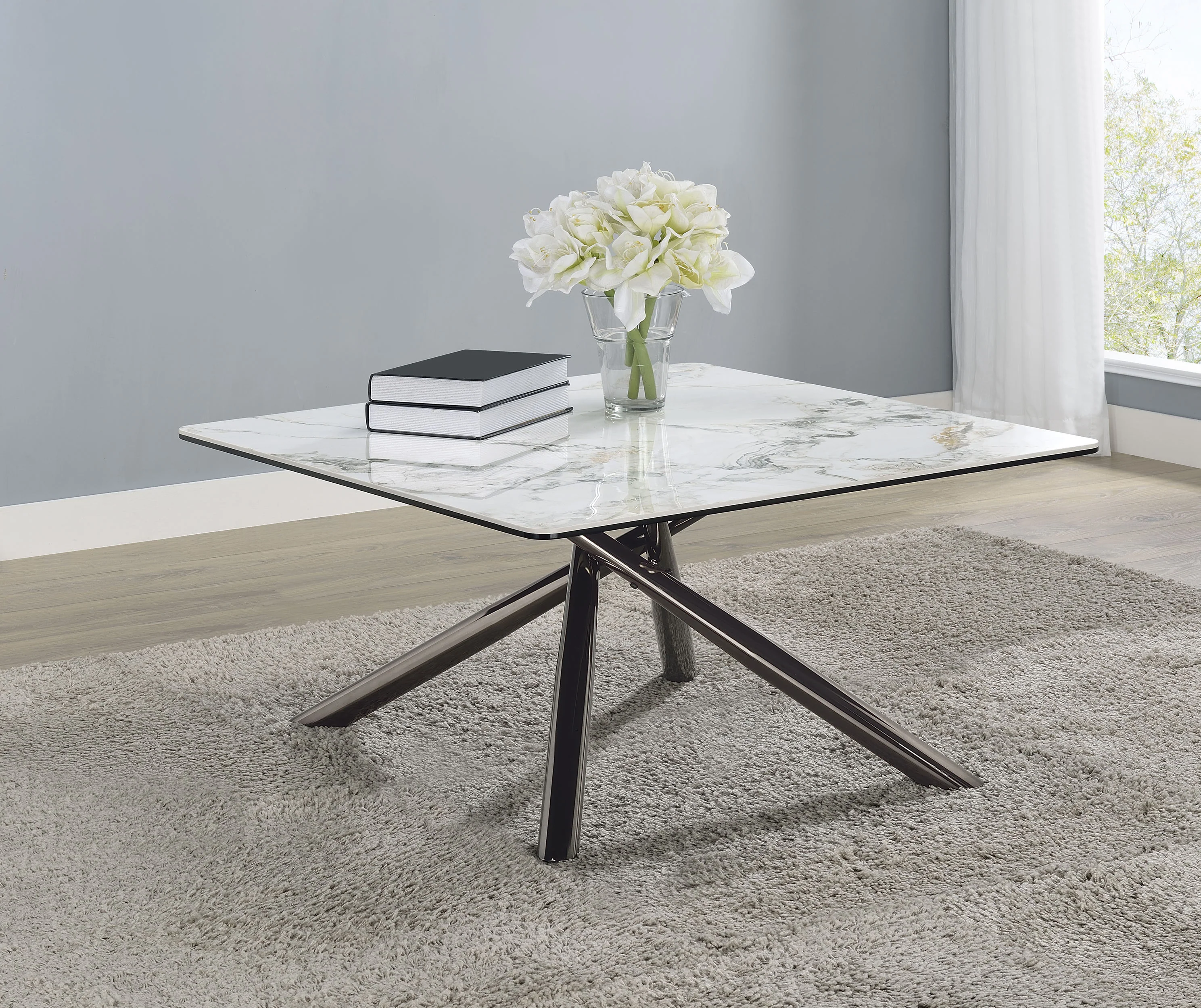 Carvell Square Sintered Stone Coffee Table Mirage White - Image 5