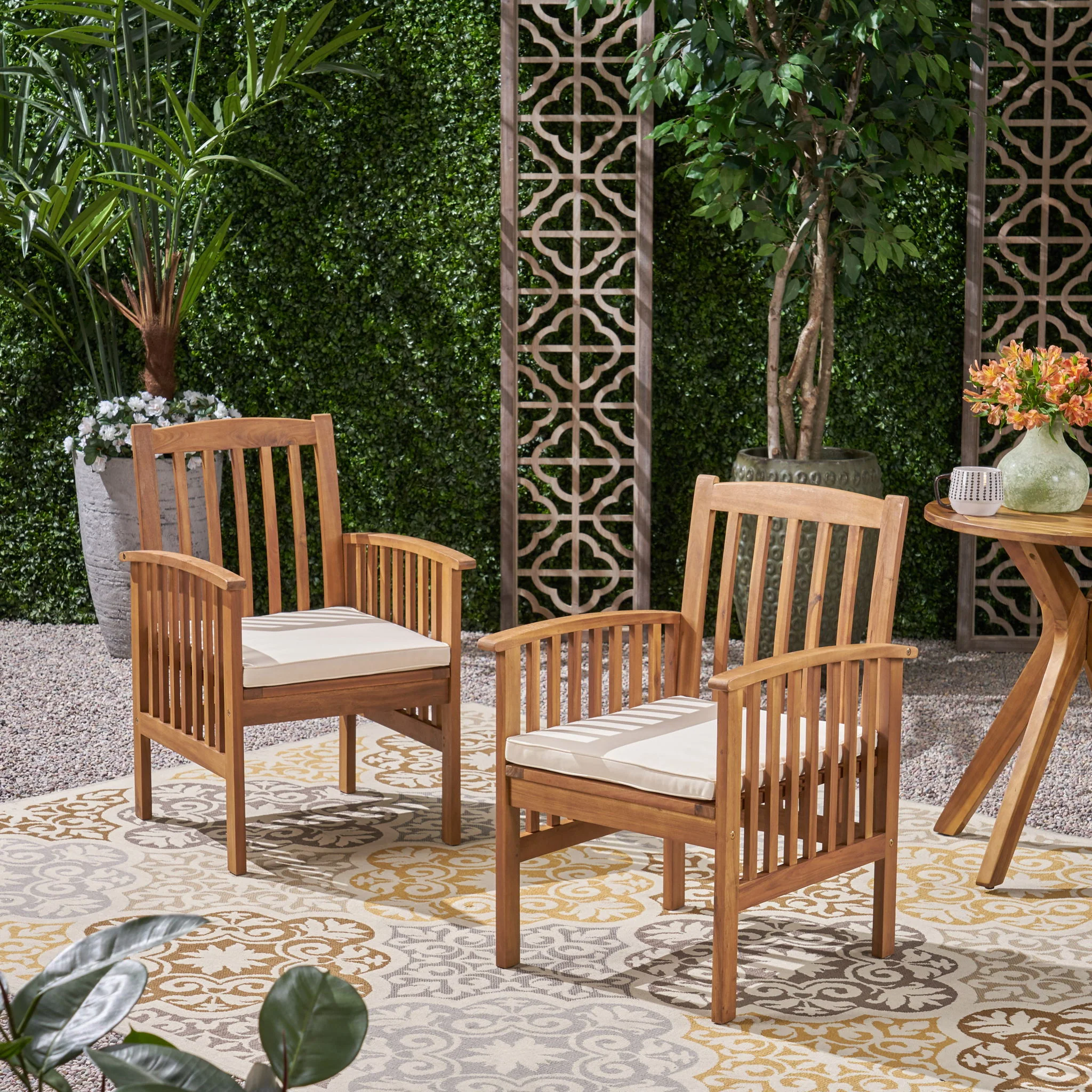 Casa - Acacia Dining Chair Set With Cushions, - Image 10