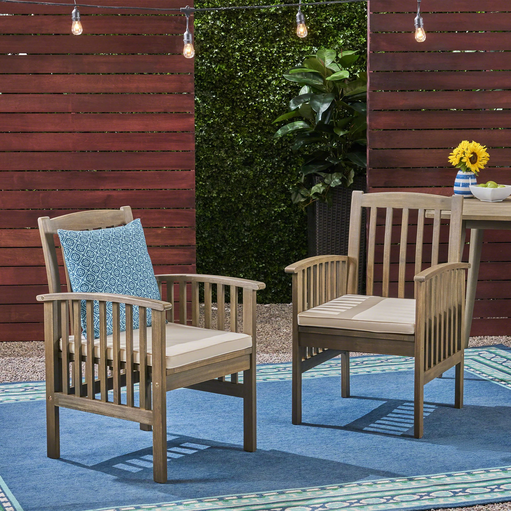 Casa - Acacia Dining Chair Set With Cushions, - Image 25