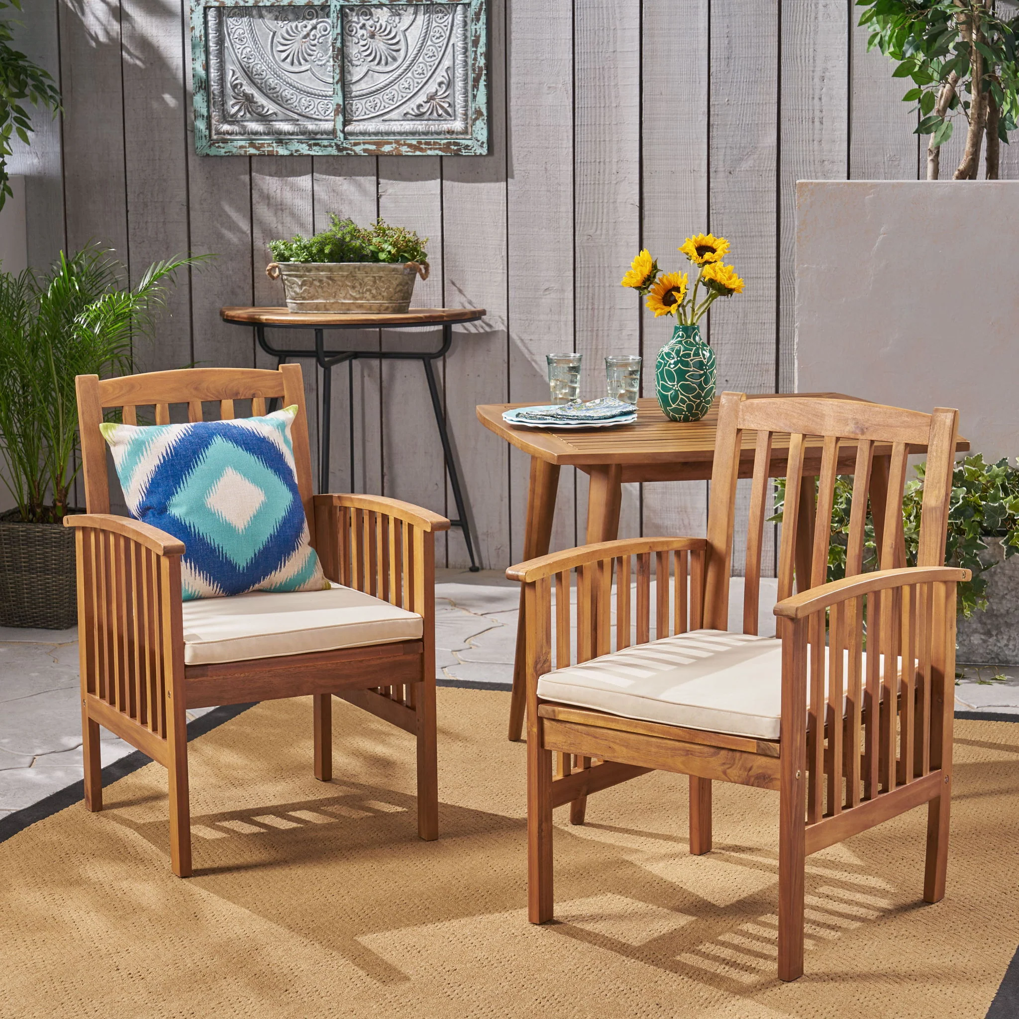 Casa - Acacia Dining Chair Set With Cushions, - Image 5