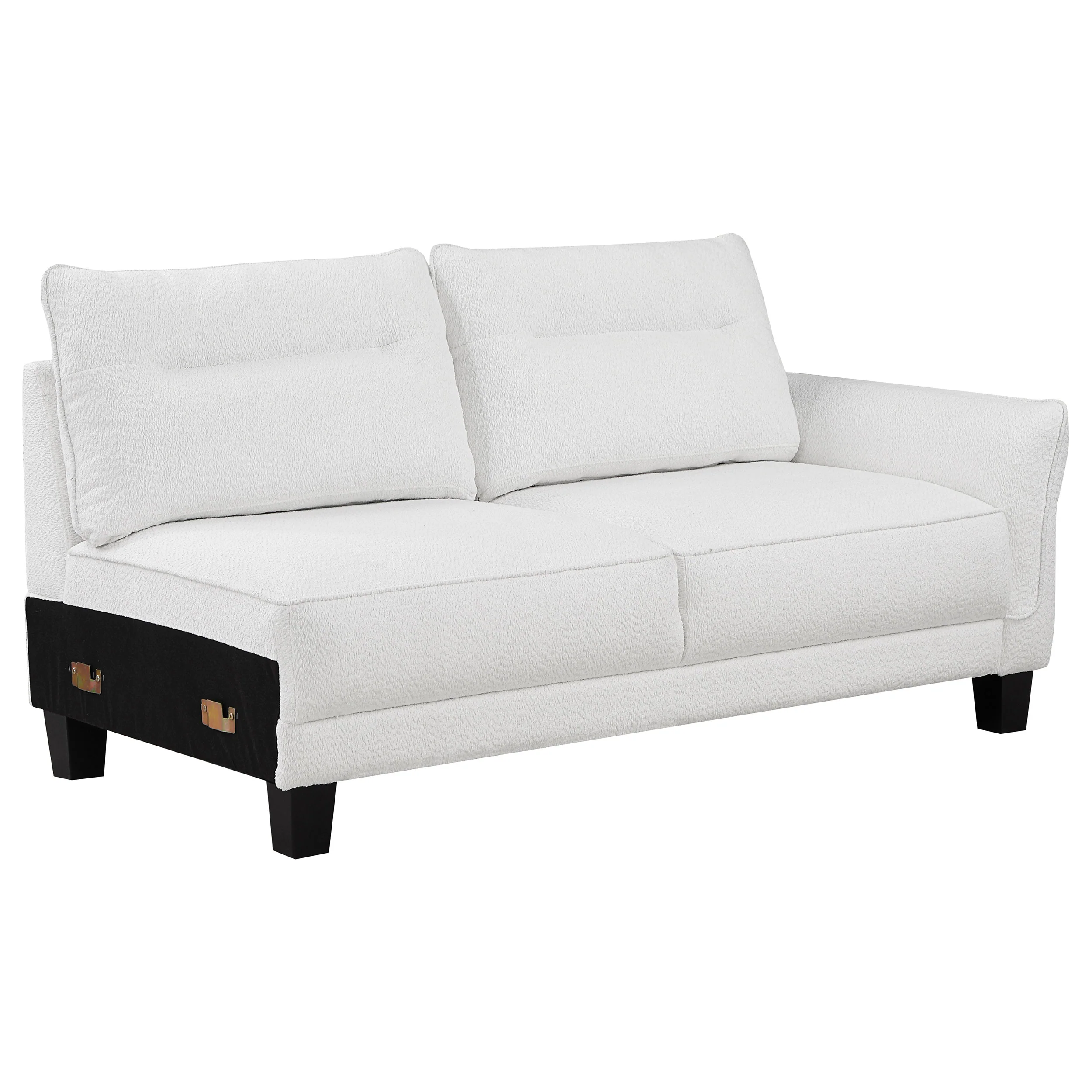 Caspian Upholstered Curved Arm Chaise Sectional Sofa White - Image 4