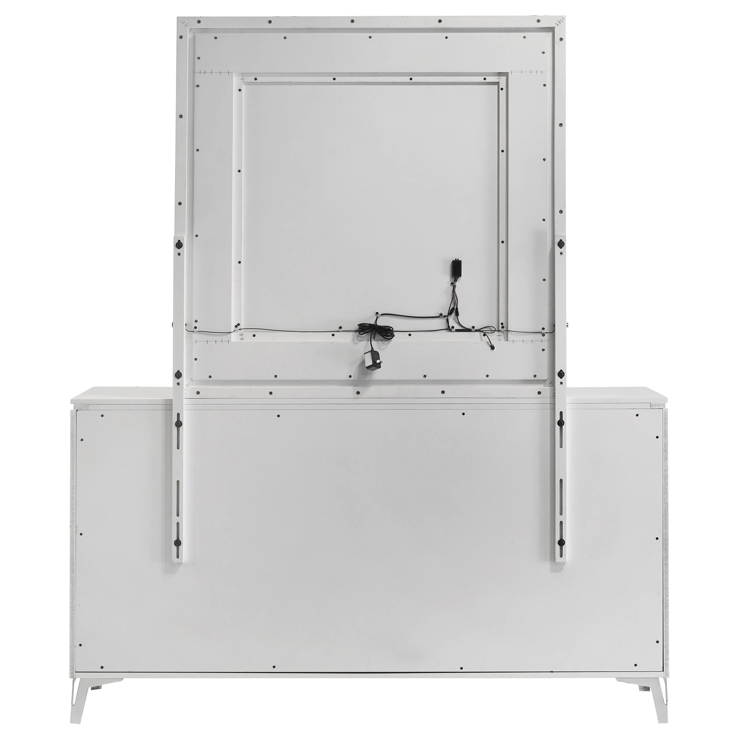 Cassia 6-Drawer Dresser with Mirror - White High Gloss - Image 3