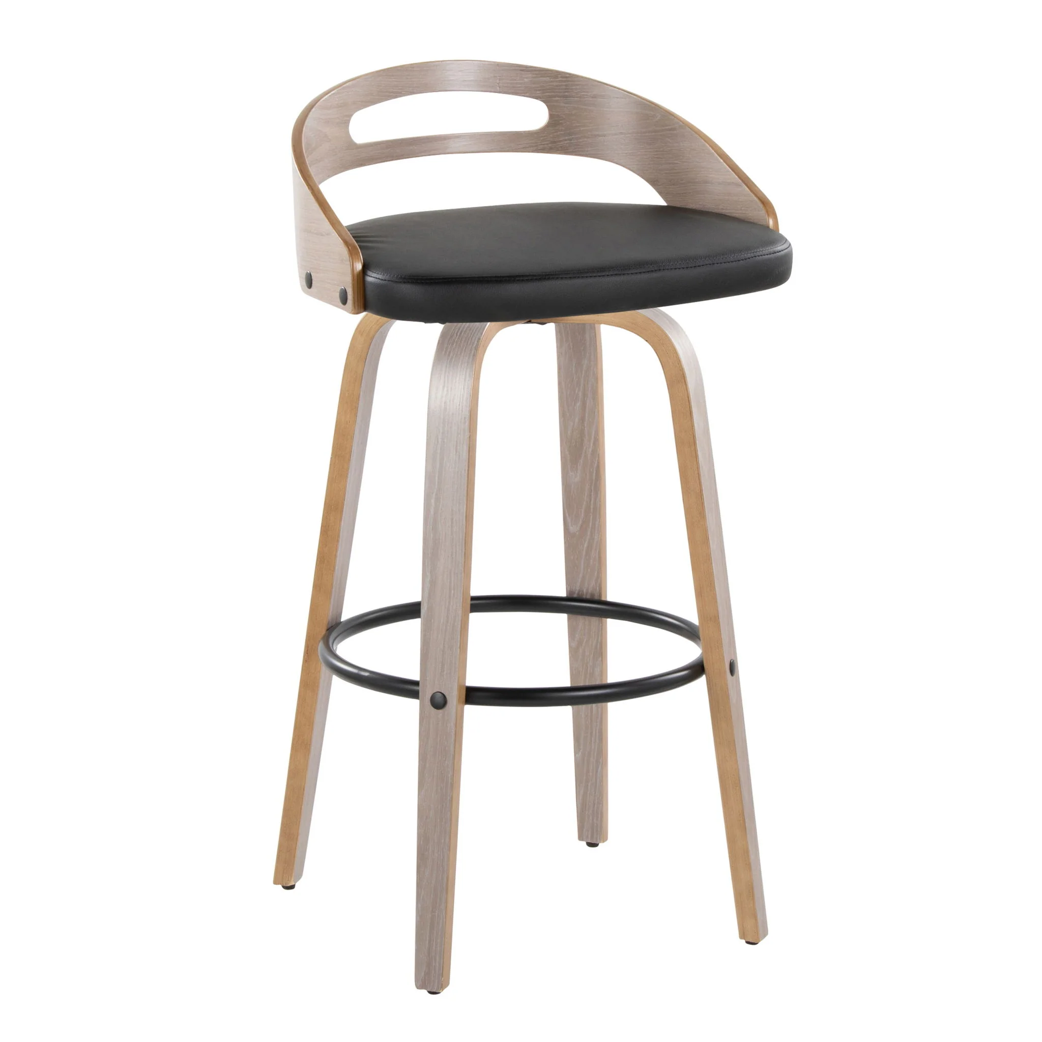 Cassis - Mid Century Modern Fixed Height Barstool With Swivel With Round Footrest (Set of 2) - Image 5