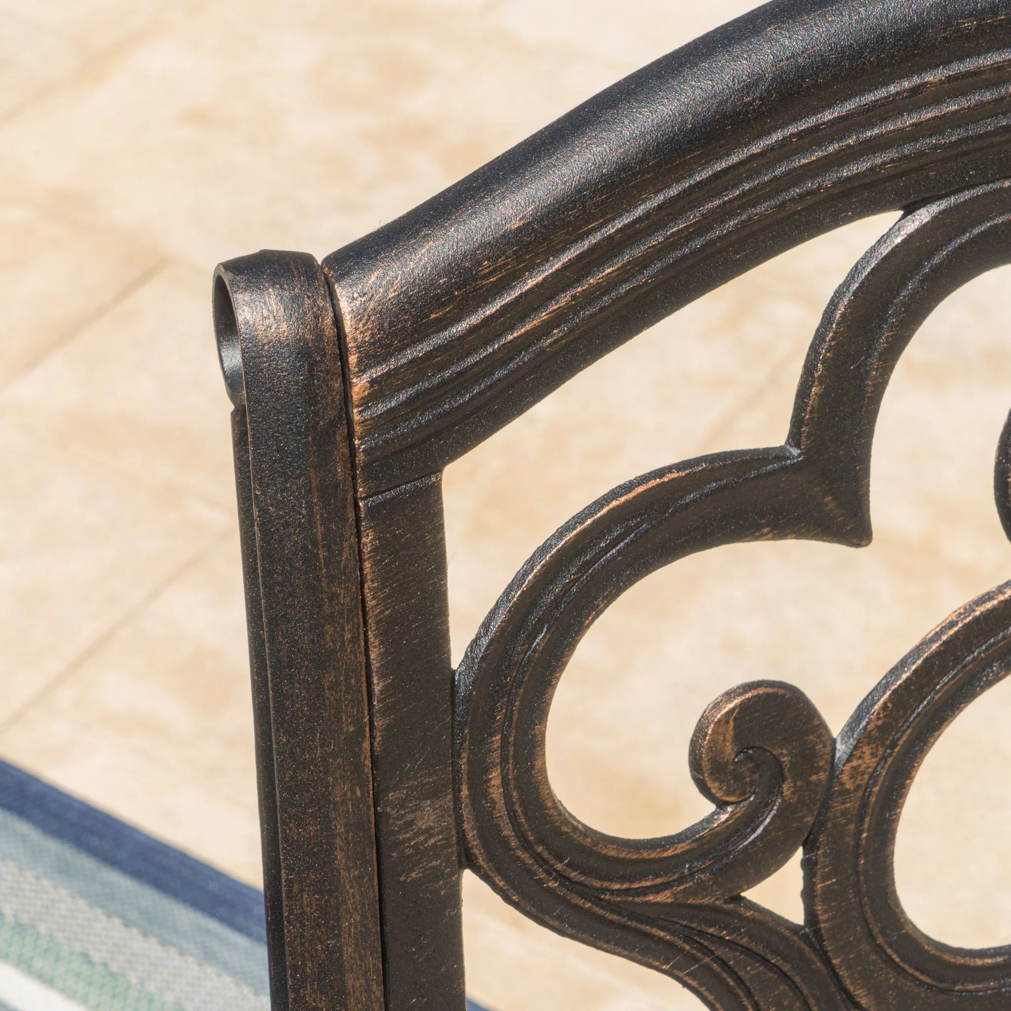 Cast Aluminum Dining Chair With Hand Crafted Details - Copper - Image 4
