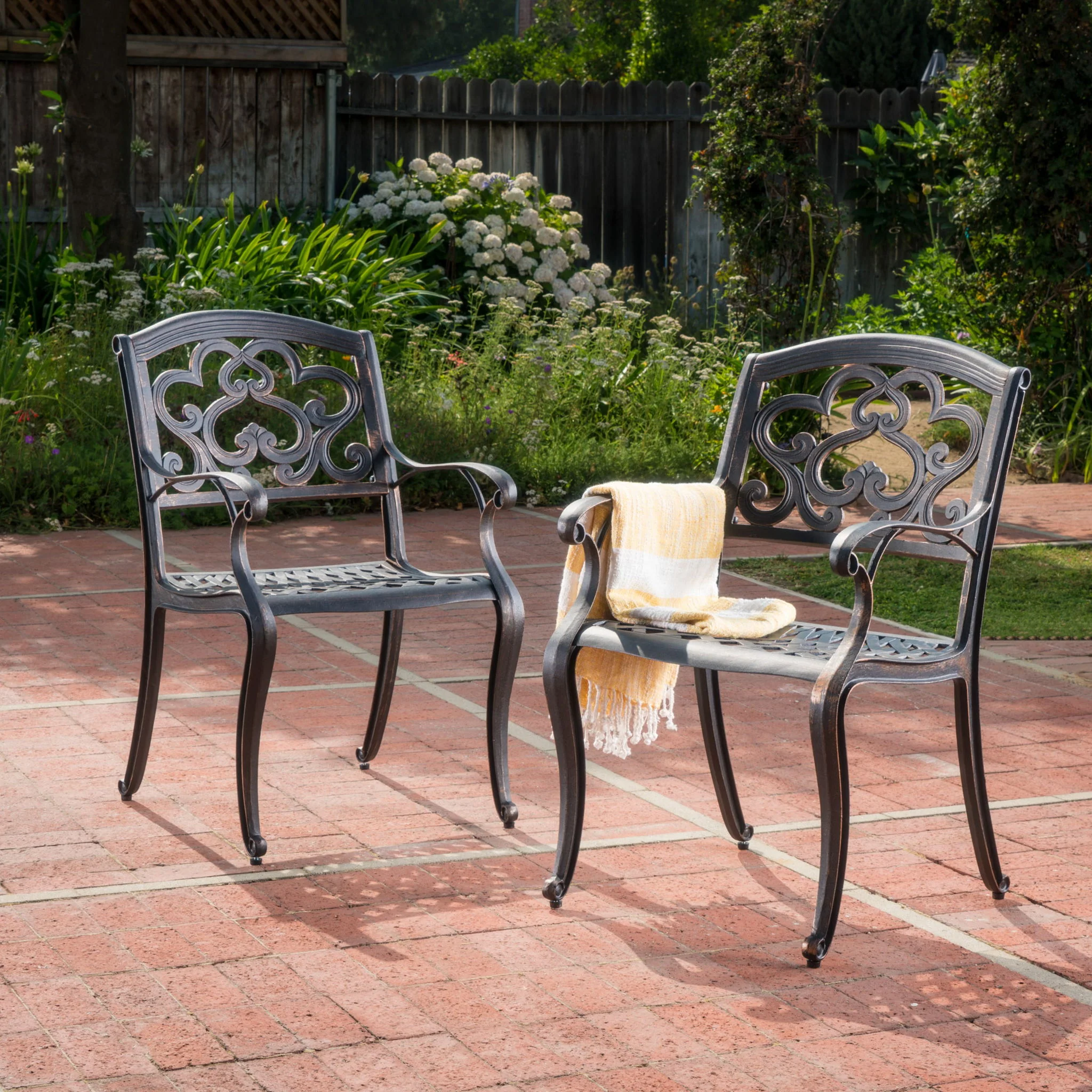 Cast Aluminum Dining Chair With Hand Crafted Details - Copper - Image 9