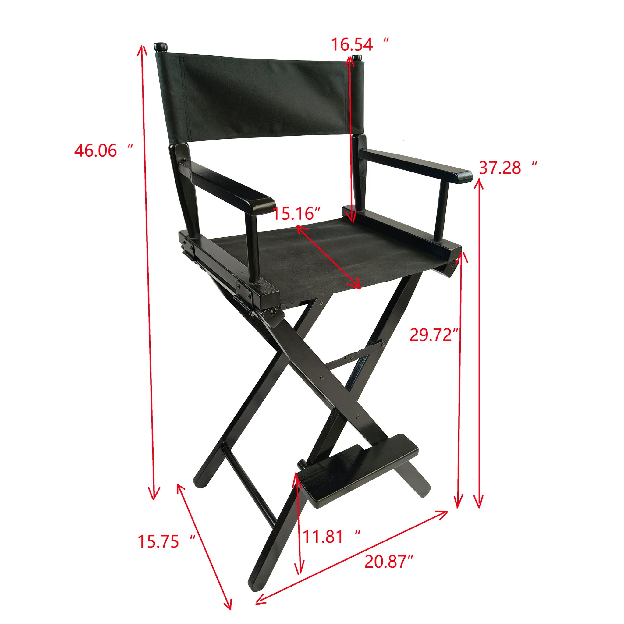 Casual Home Director's Chair, Foldable Style, Suitable For Adults (Set of 2) - Black - Image 5