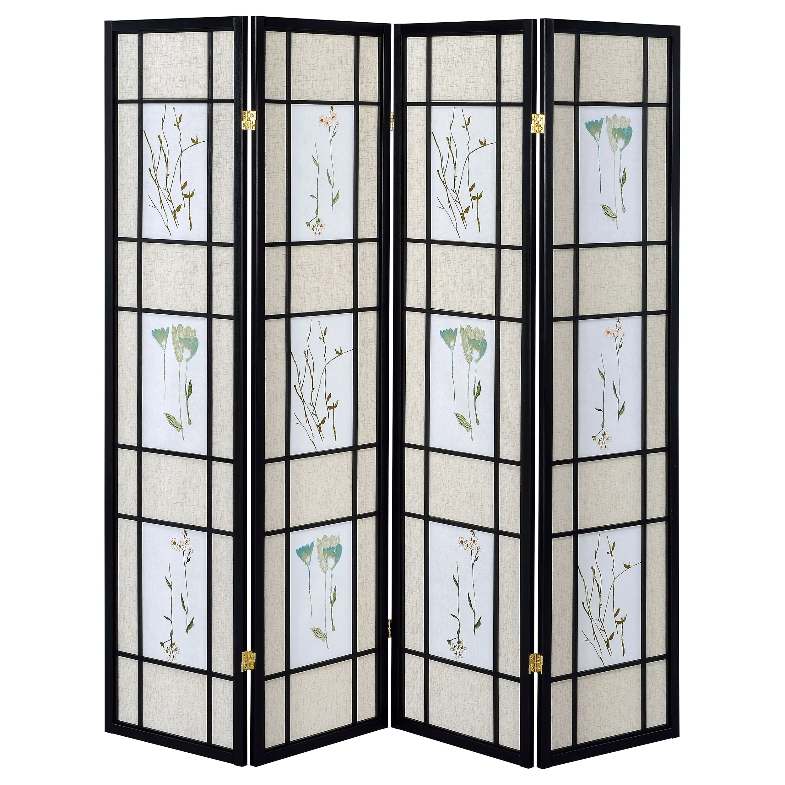 Catabella 4-Panel Floral Shoji Screen Room Divider - Image 5