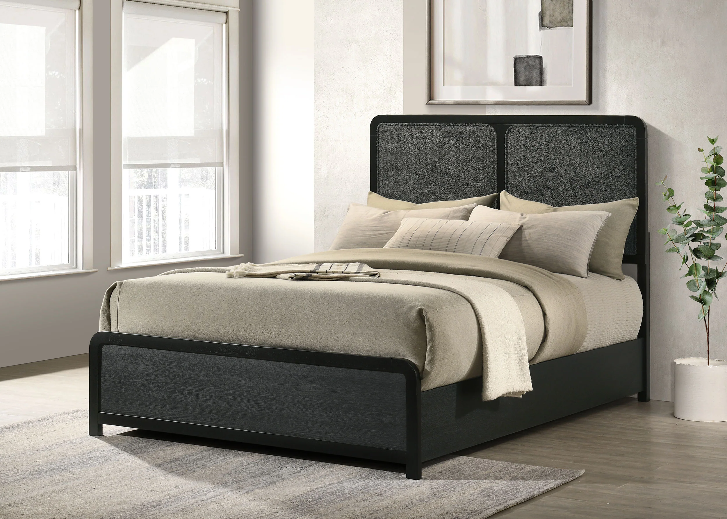 Cavelle 51-Inch Upholstered Full Panel Bed, Black - Image 4