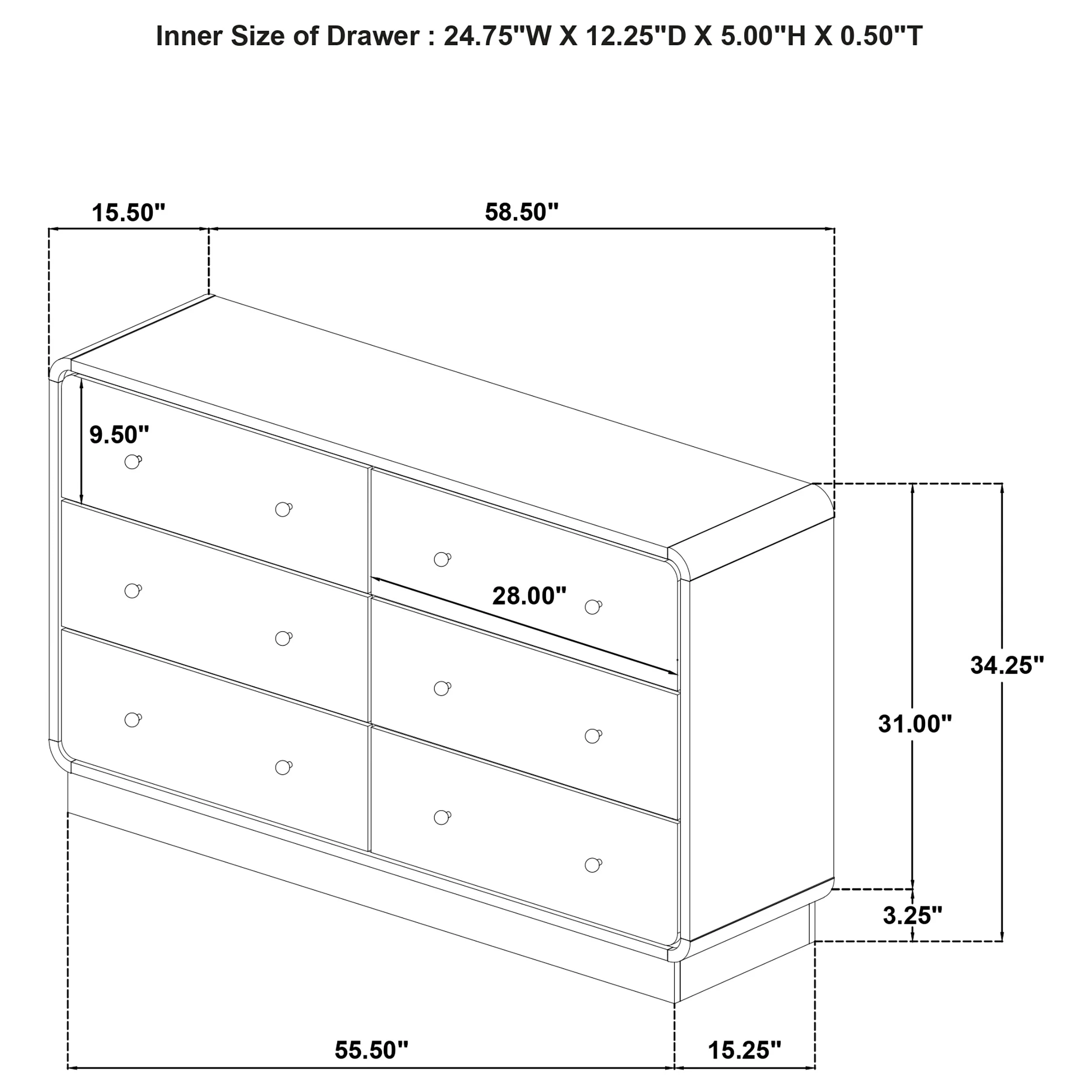 Cavelle 6-Drawer Dresser Cabinet in Black - Image 11