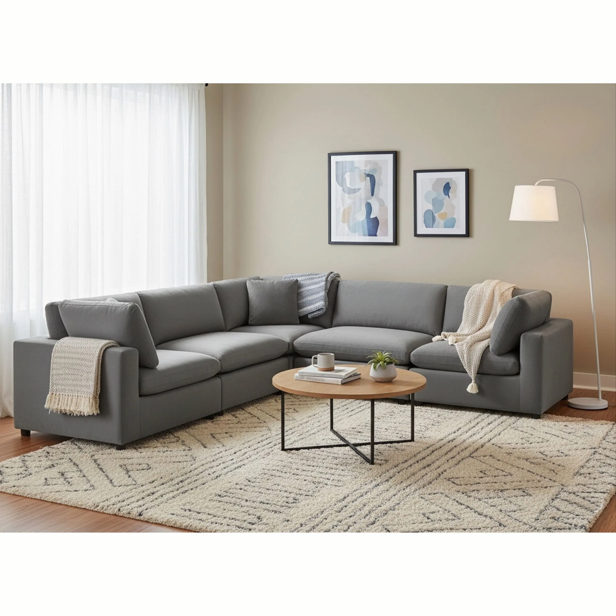 Caylie - Modular 5 Piece Sectional - Charcoal - Image 4