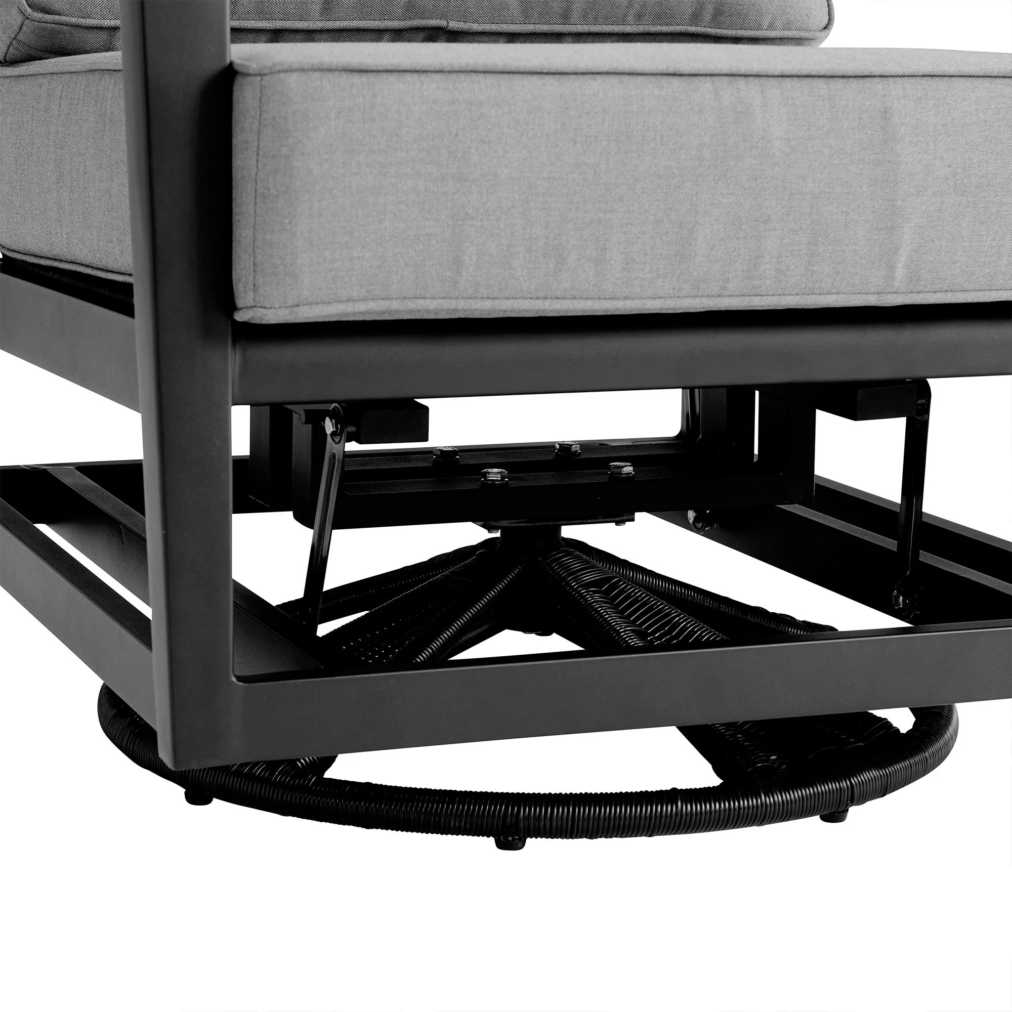 Cayman - Black Aluminum Outdoor Swivel Glider Chair With Cushion - Black / Dark Gray - Image 7
