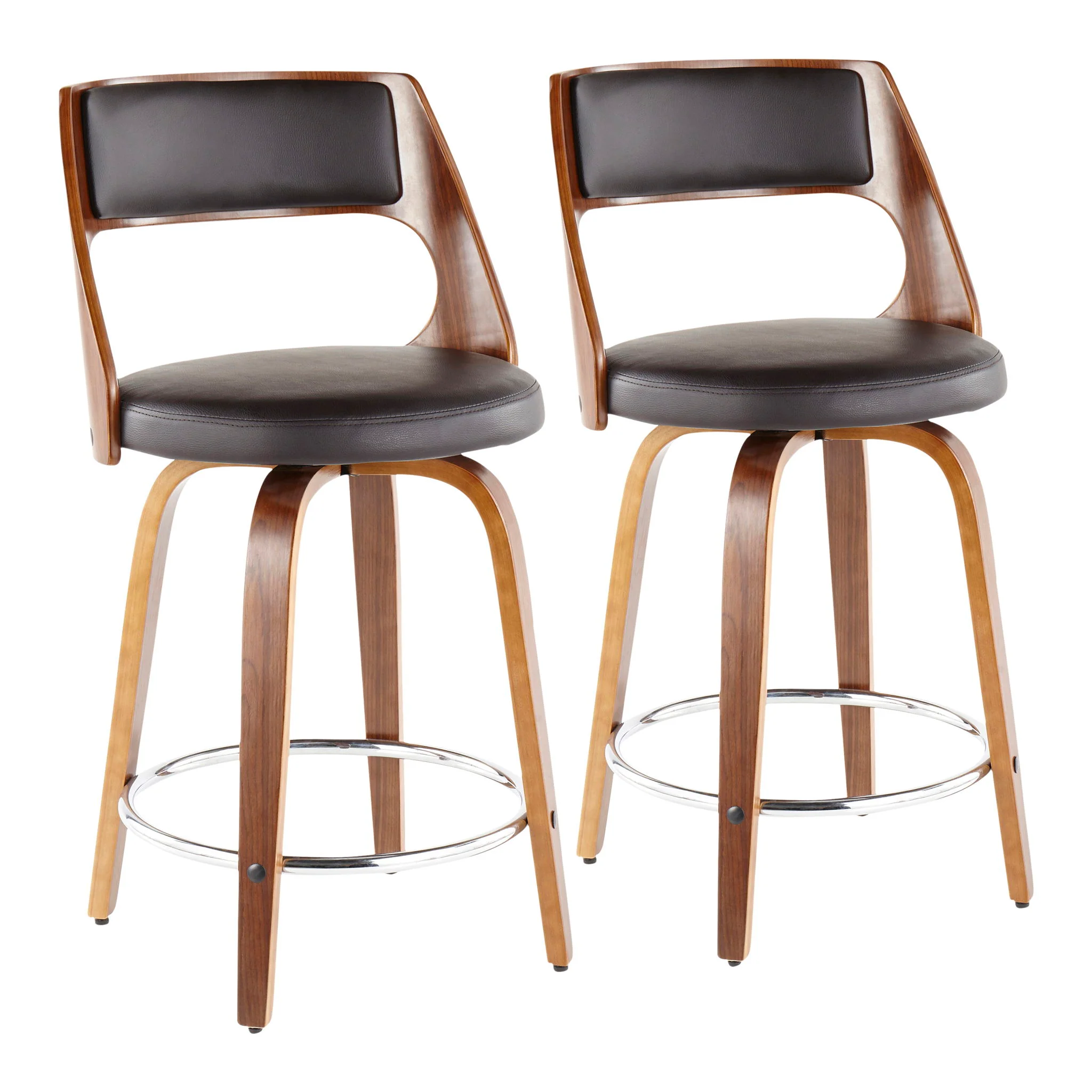 Cecina - Mid-Century Modern Fixed Height Counter Stool With Swivel And Round Footrest (Set of 2) - Image 2