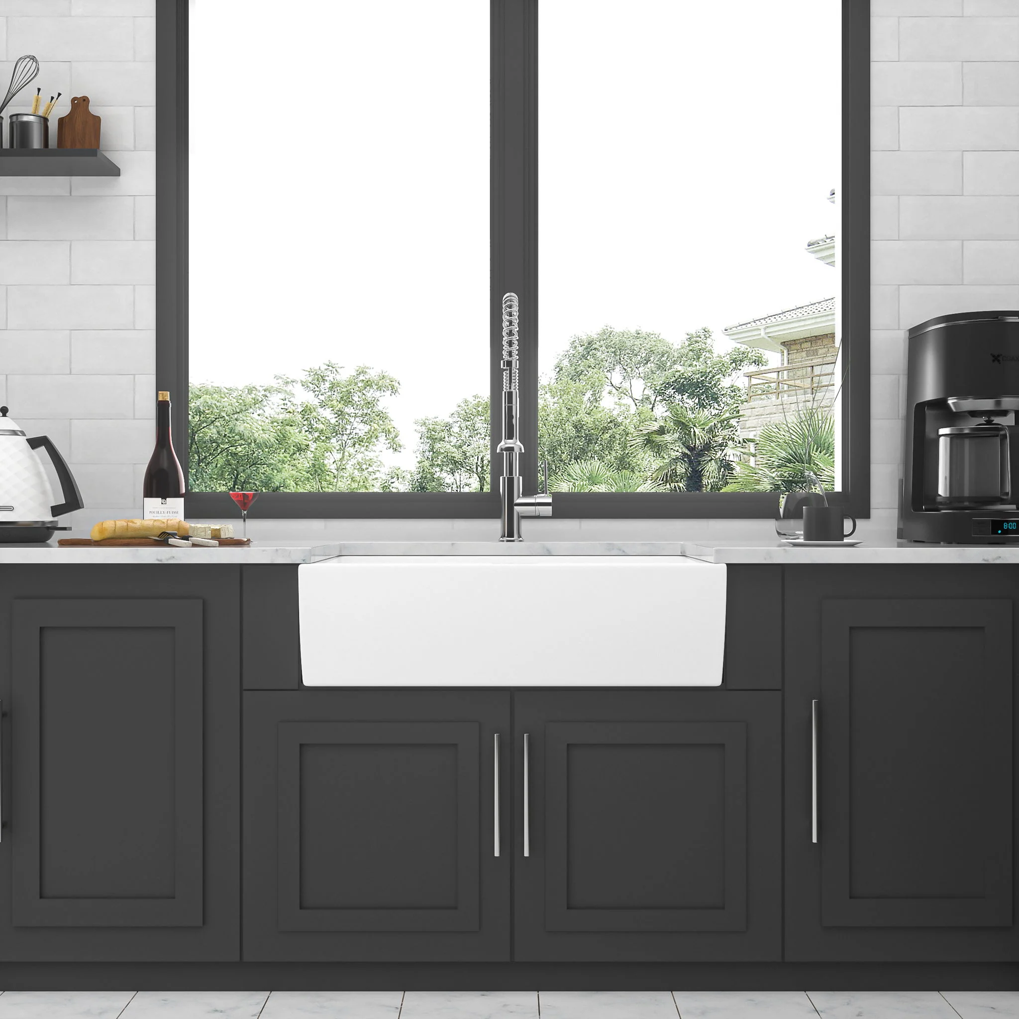 Ceramic Farmhouse Sink With Deep Basin And Stainless Steel Grid - Image 10