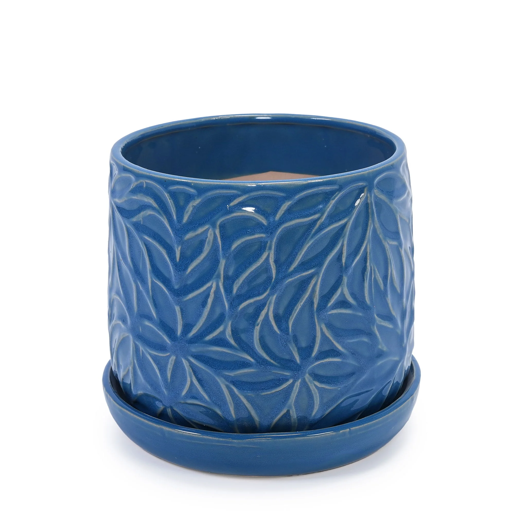 Ceramic Flowerpot, 7" Planter For Patio, Garden, Windowsill (Set of 2) - Antique Navy Blue - Image 9