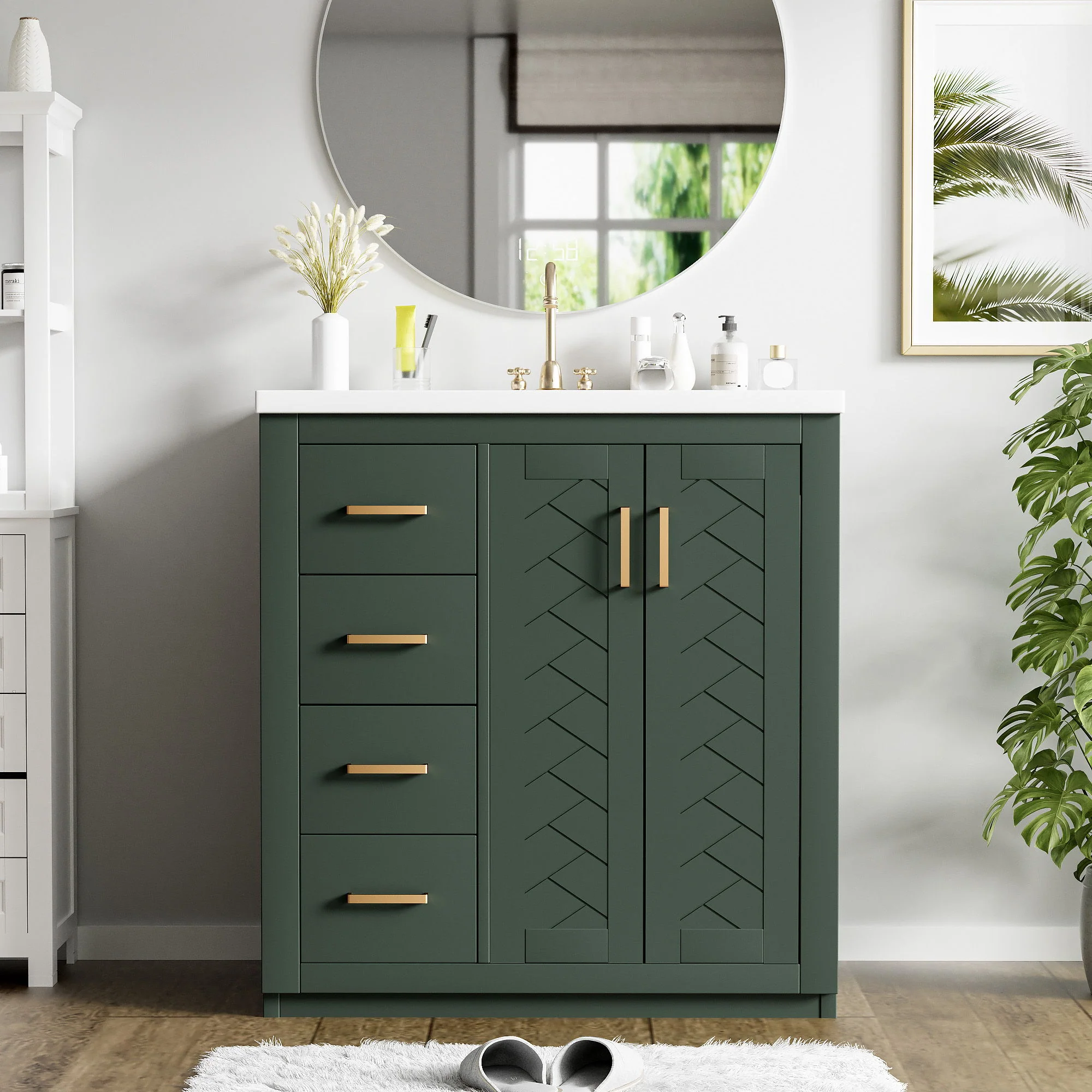 Ceramic Sink Combo, Freestanding Vanity Set With 3 Drawers & Soft Closing Doors - Image 35
