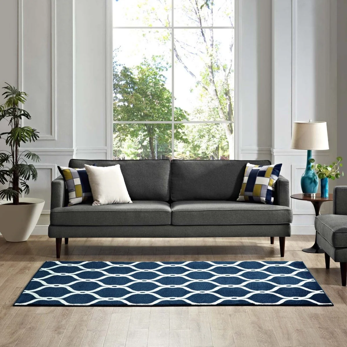 Chain Link Transitional Trellis Area Rug — Classic Transitional Design for Living Rooms - Image 13