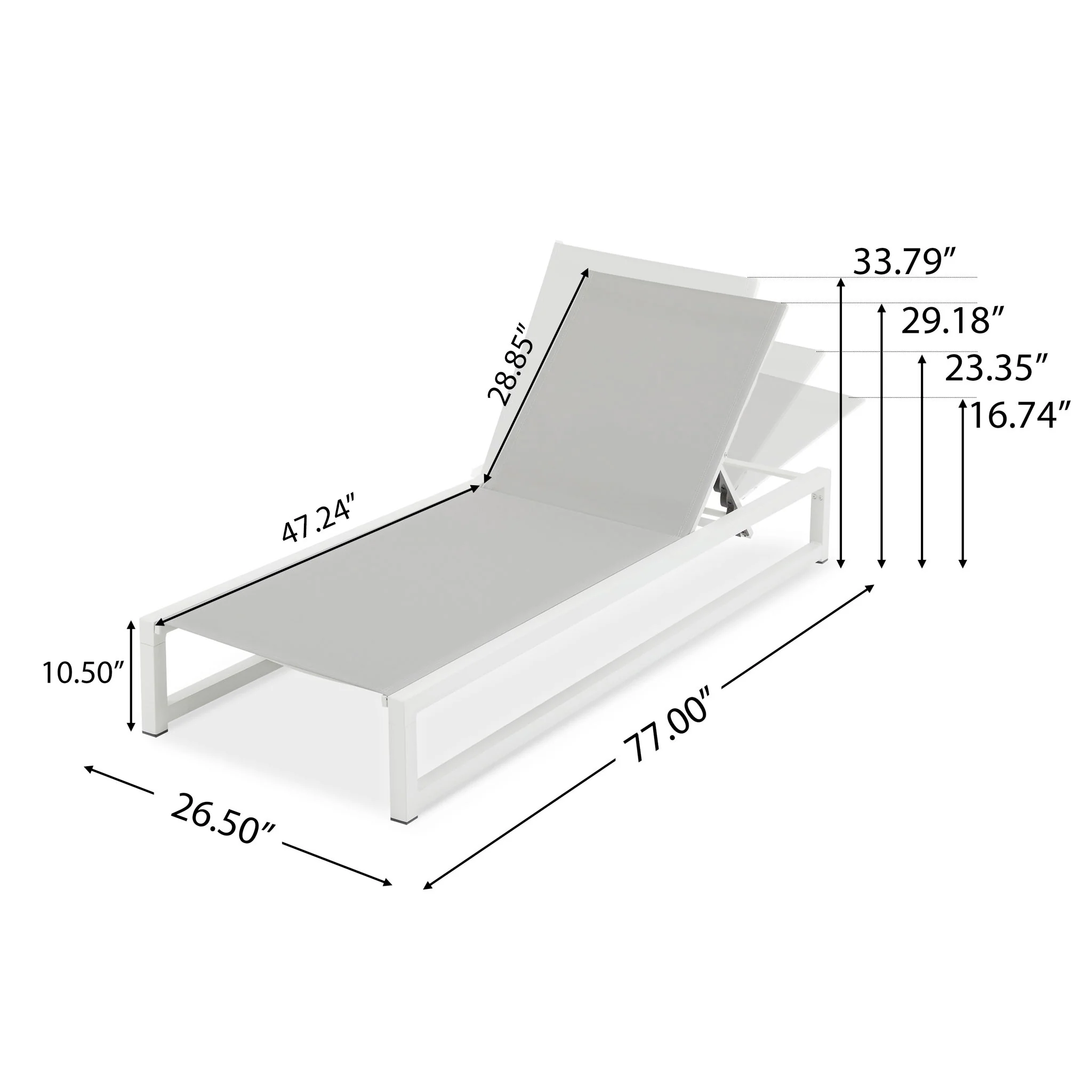 Chaise Lounge With 5 Reclining Positions, Outdoor Patio Lounge Chairs - Image 27