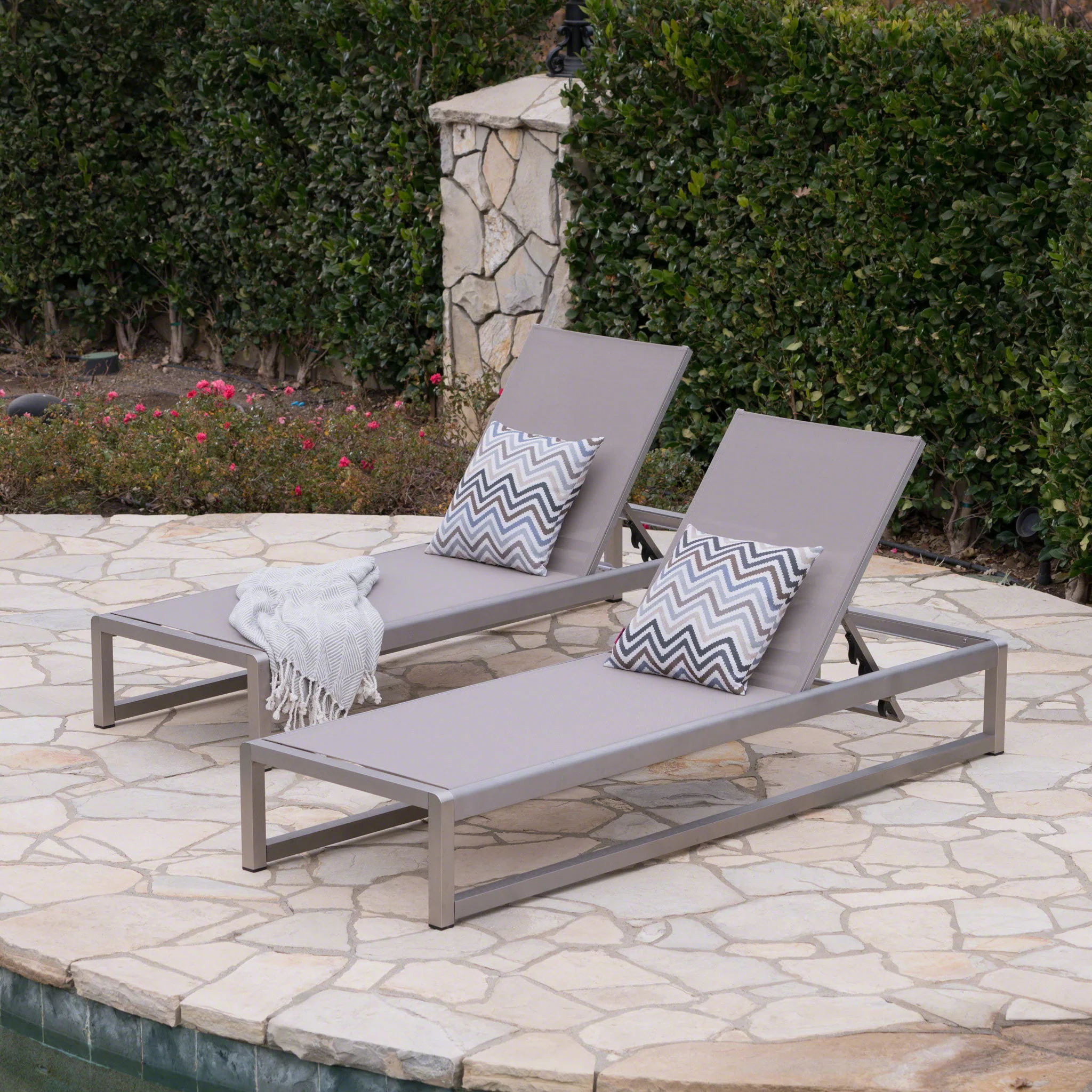 Chaise Lounge With 5 Reclining Positions, Outdoor Patio Lounge Chairs - Image 34