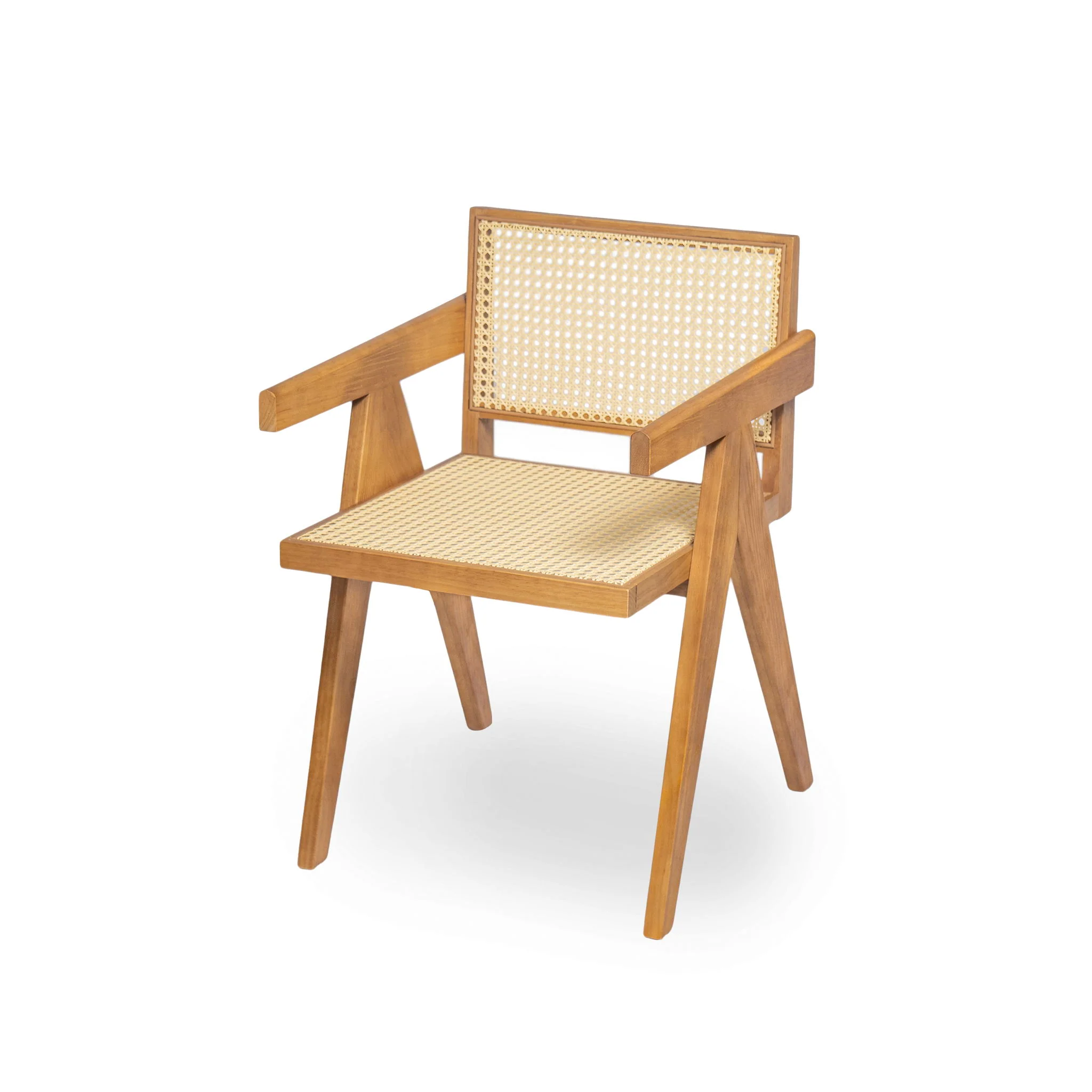 Chandigarh Arm Dining Chair With Natural Cane Design (Set of 2) - Image 6