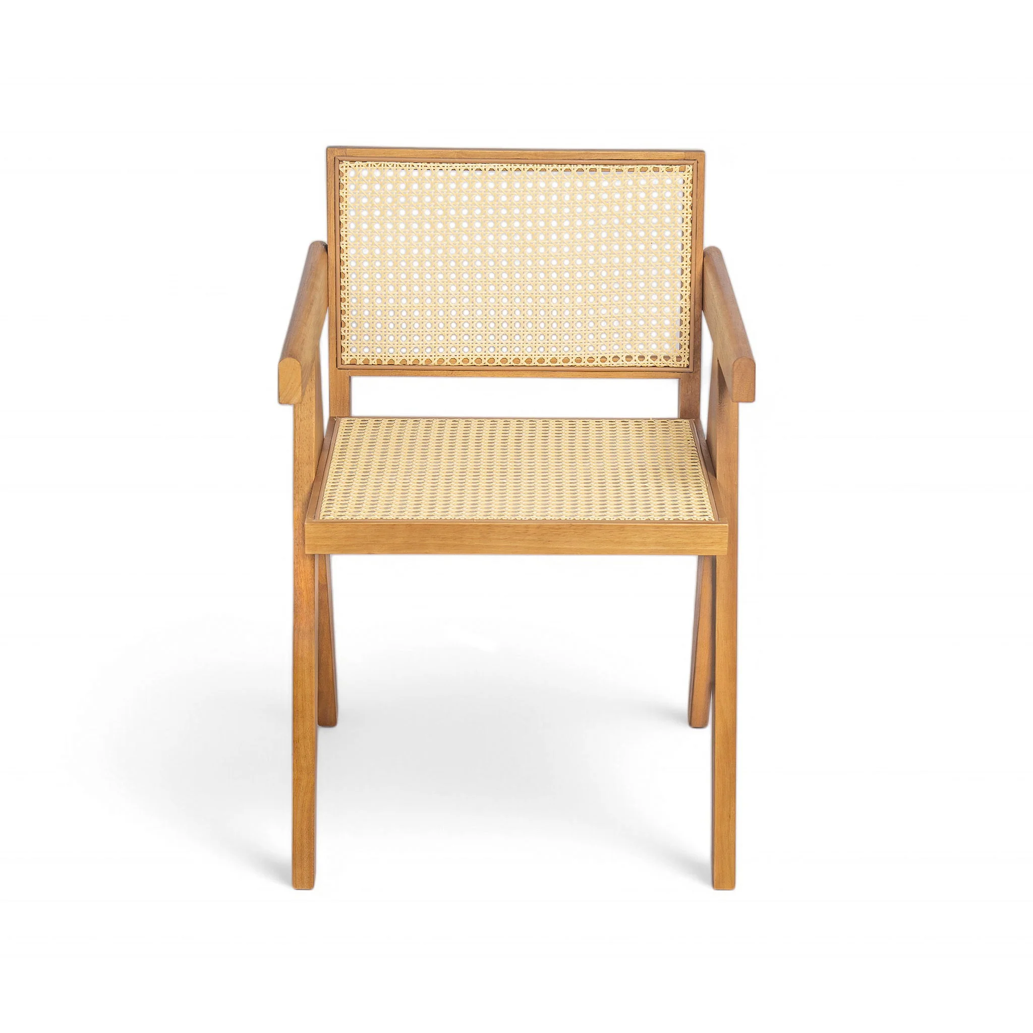 Chandigarh Arm Dining Chair With Natural Cane Design (Set of 2) - Image 9