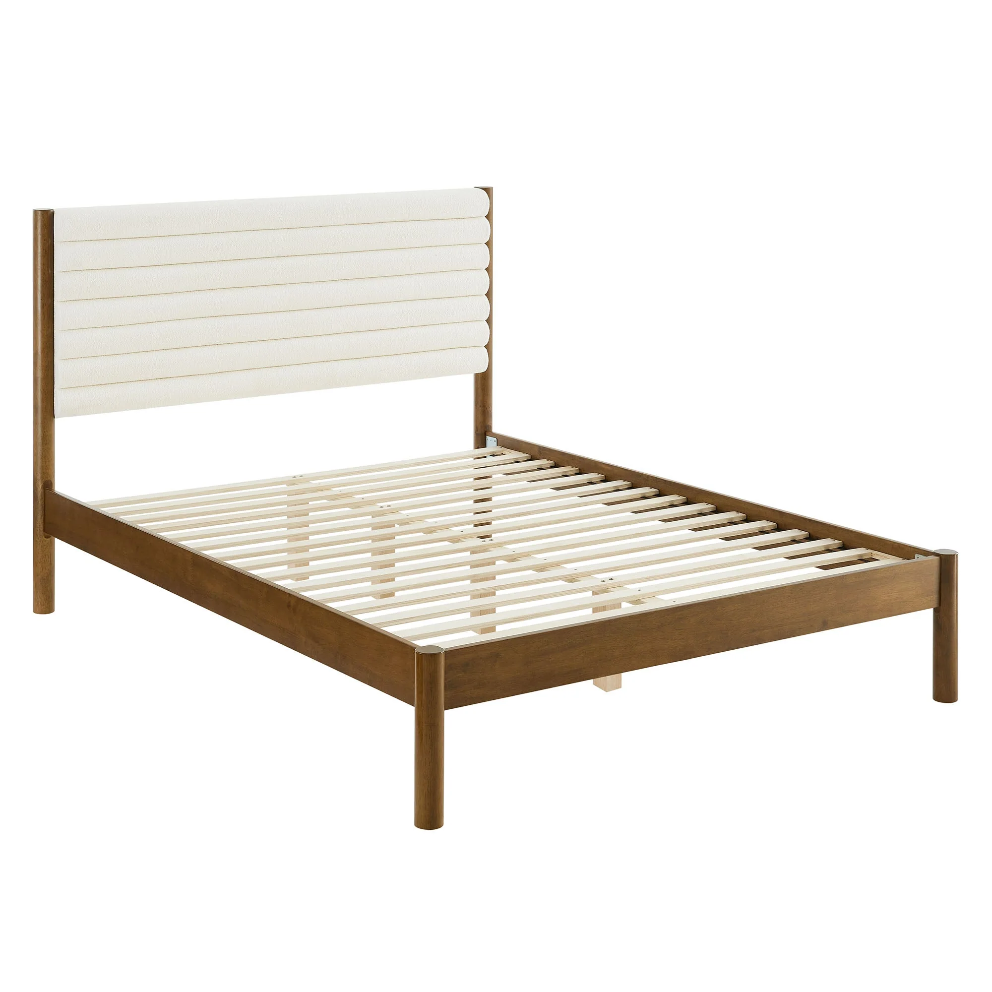 Channel Tufted Boucle Platform Bed with Solid Wood Frame - Image 47