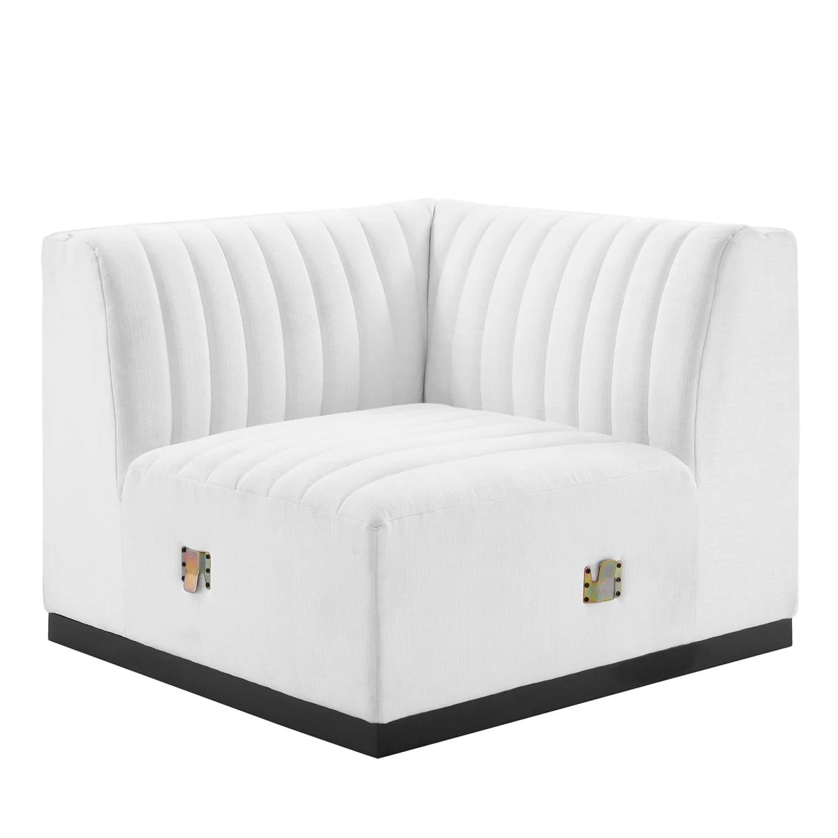 Channel Tufted Fabric Left Corner Chair 37 Inch - Image 13