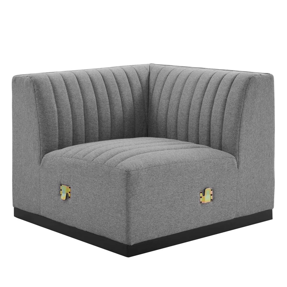 Channel Tufted Fabric Left Corner Chair 37 Inch - Image 7