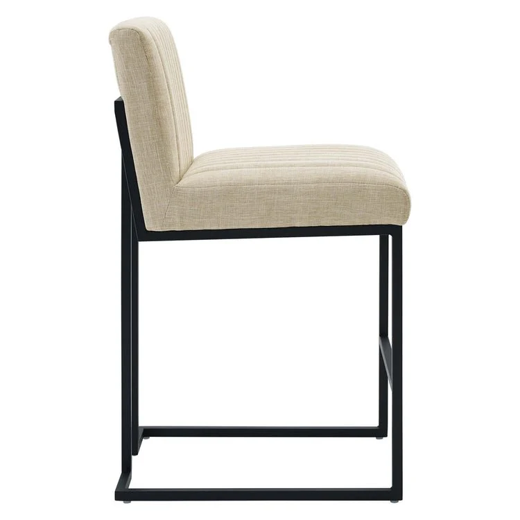 Channel Tufted Fabric Sled Base Counter Stool - Image 2