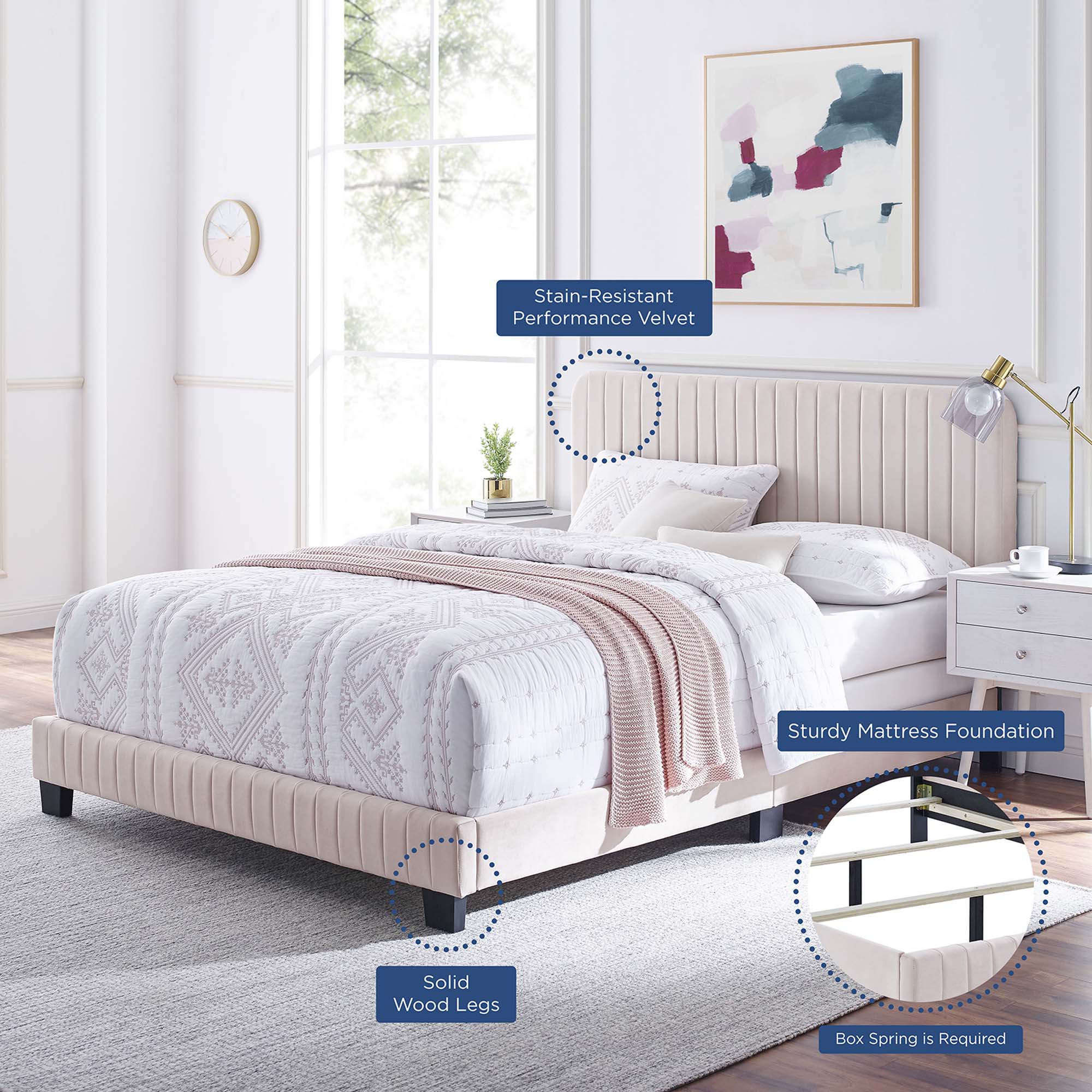 Channel Tufted Performance Velvet Bed - Image 25