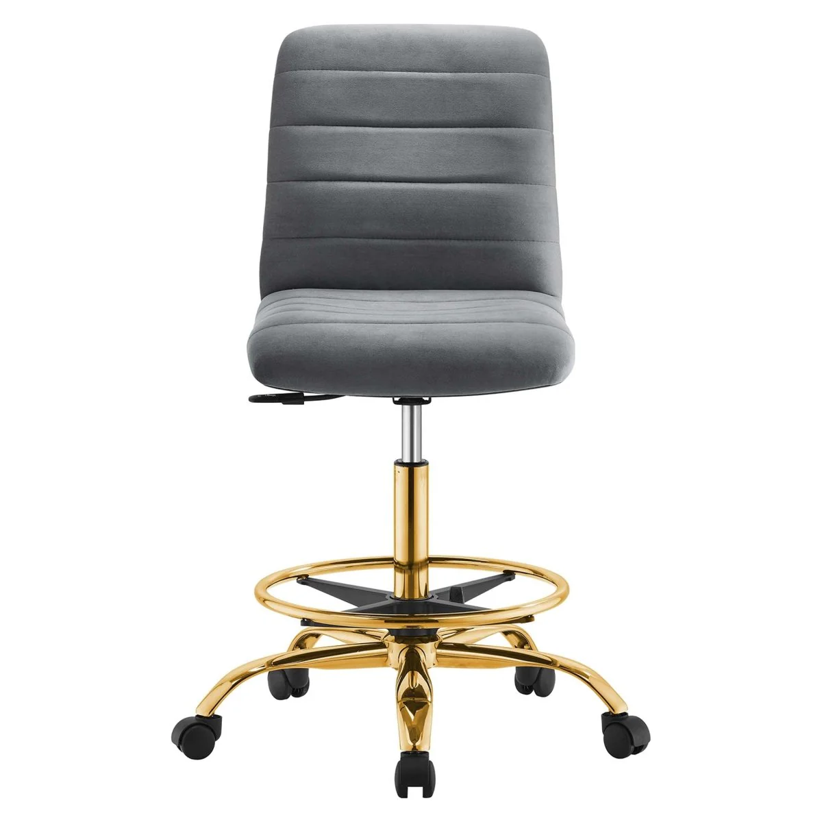 Channel Tufted Performance Velvet Drafting Chair – Comfortable Upholstered Drafting Stool - Image 42