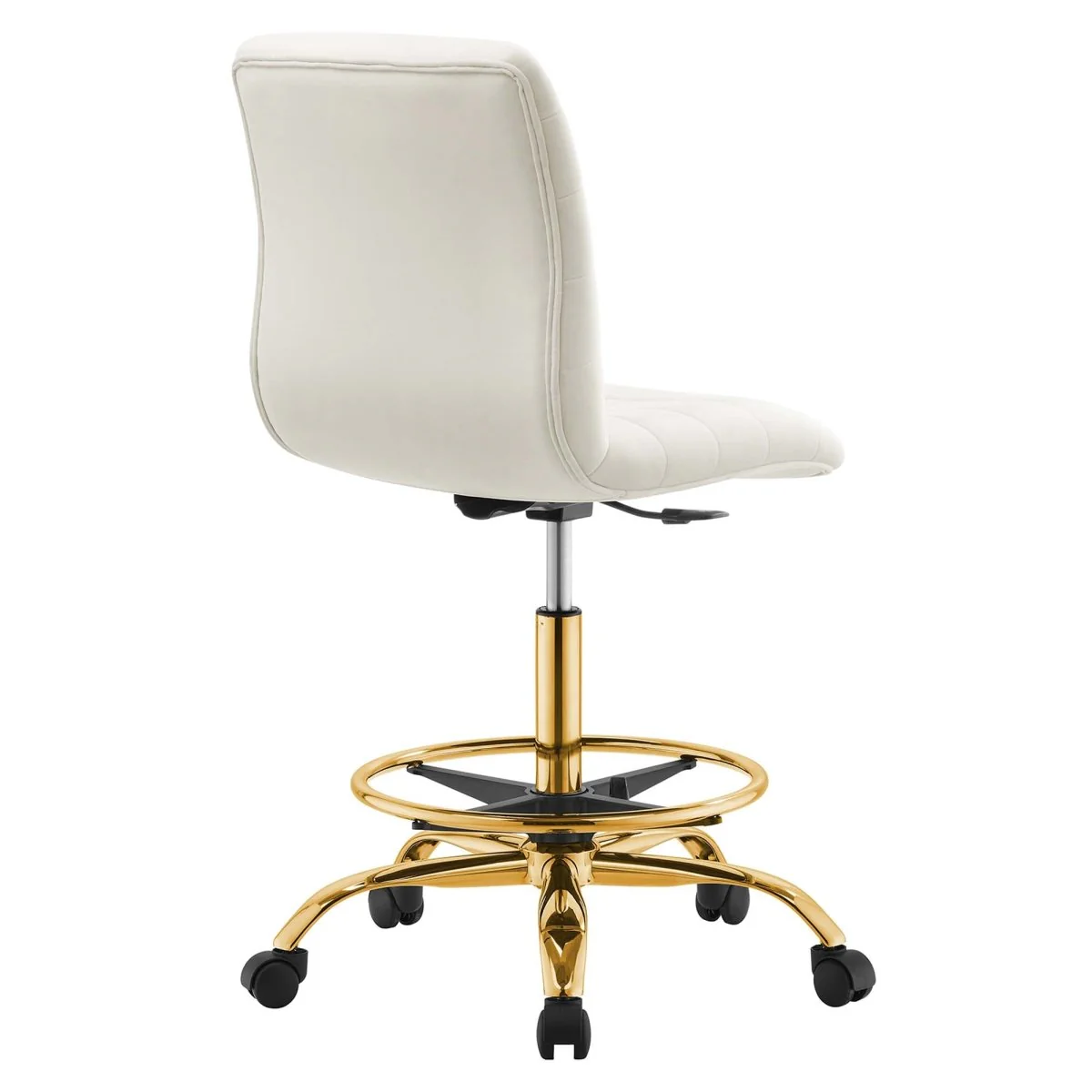 Channel Tufted Performance Velvet Drafting Chair – Comfortable Upholstered Drafting Stool - Image 5